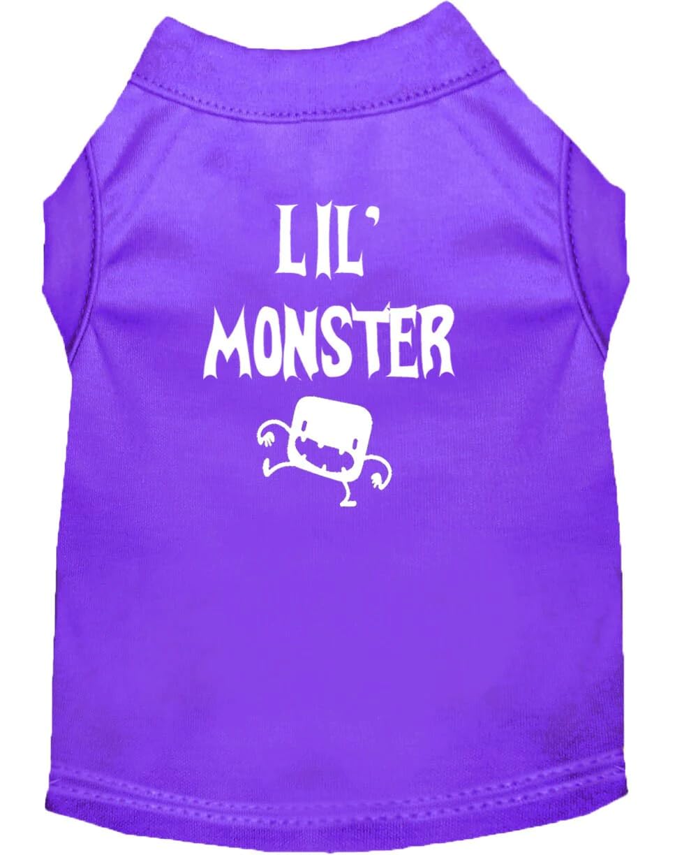 Halloween Pet Dog & Cat Shirt Screen Printed, Lil Monster Yellow SM (3-6 lbs.)