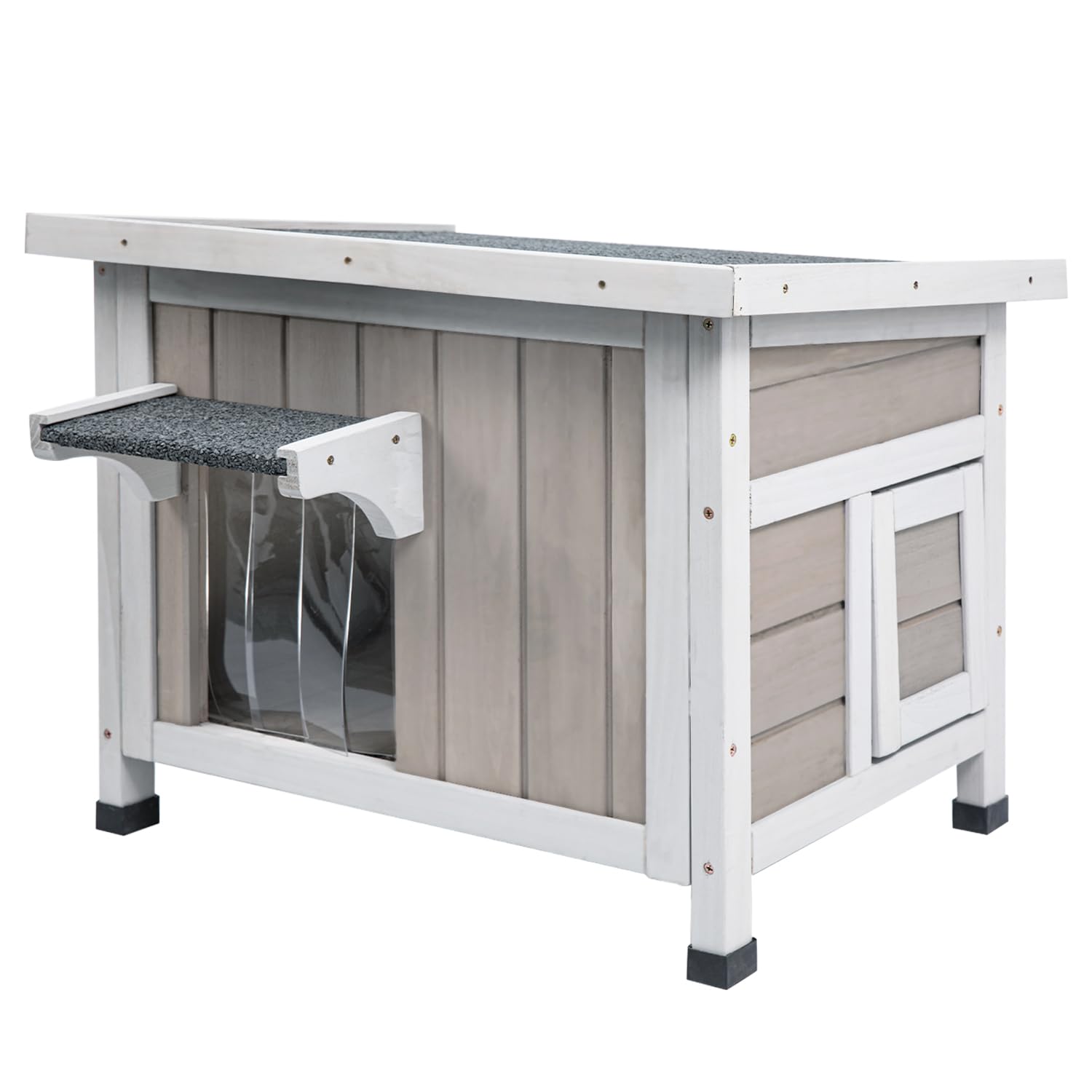 Ketive Insulated Cat House Outdoor Cat Shelter for Feral Cats in Winter,All-Round Foam Insulation Weatherproof Wooden Cat Houses