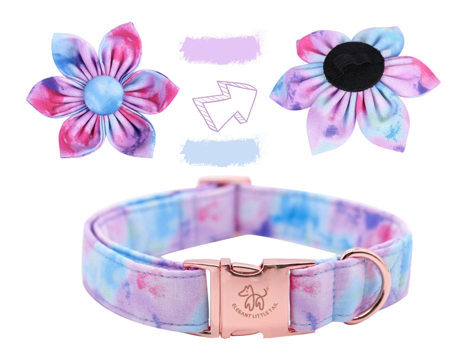 Elegant Little Tail Colorful Dog Collar For Female Or Male Dogs, Flower Pet Collar Adjustable Dog Collars With Flower Gift For X