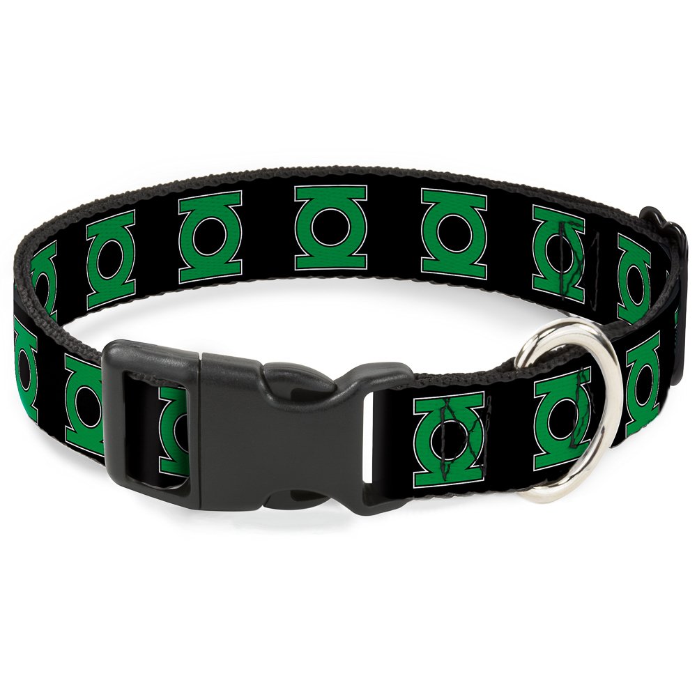 Buckle-Down Plastic Clip Collar - Green Lantern Logo Black/Green - 1.5' Wide - Fits 16-23' Neck - Medium