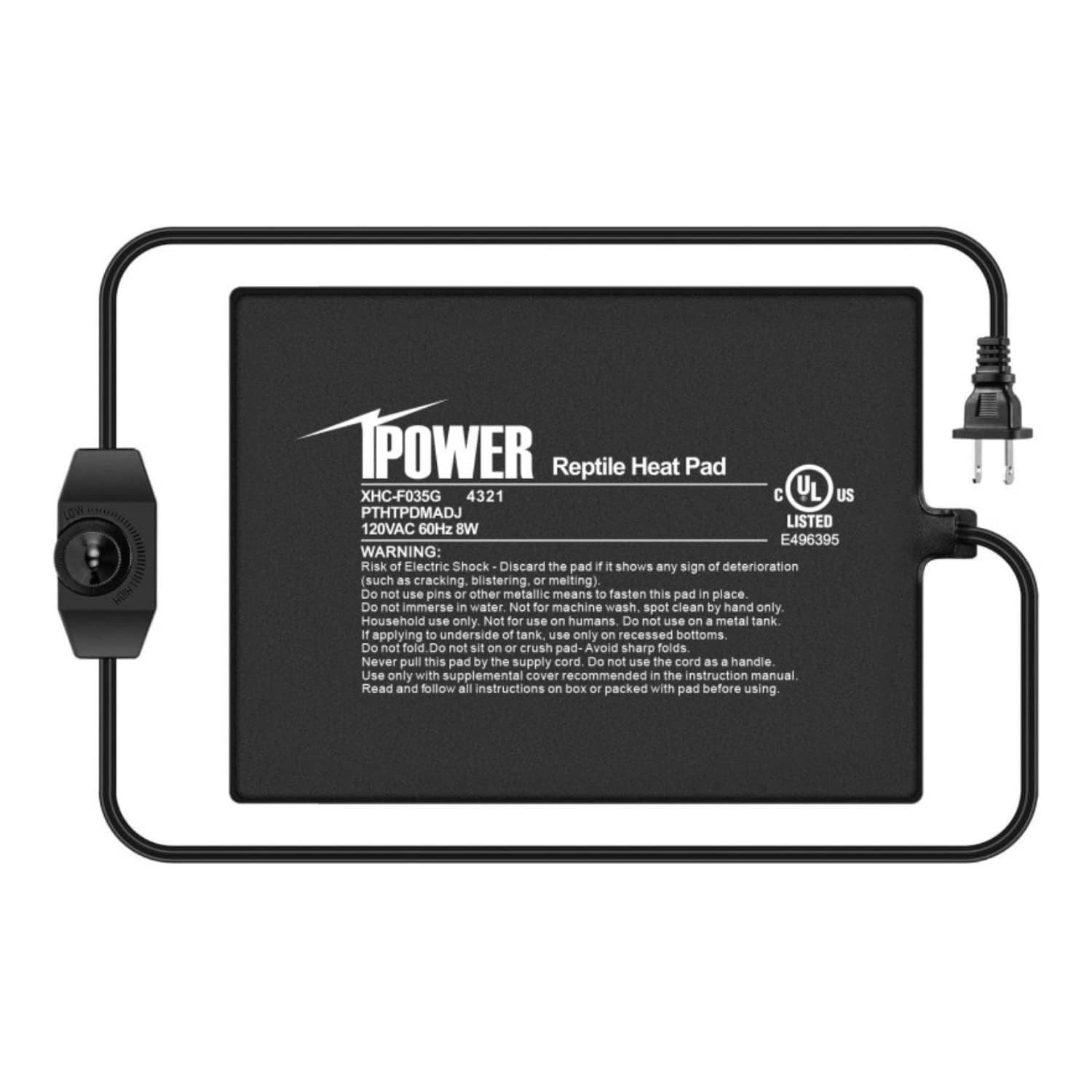 Ipower 6 By 8 Inch Reptile Heating Pad With Temperature Adjustable Controller Knob, Under Tank Warmer Terrarium Heat Mat For Rep