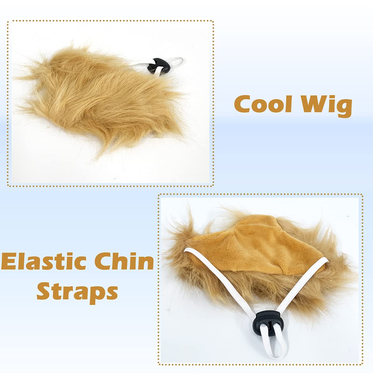 Pet Costume Dog Wig, Dog Clothes With Collar And Tie Head Wear For Halloween, Party, Festivals, Christmas(Yello)