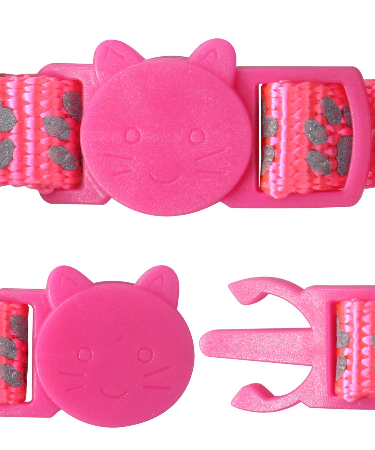 Taglory Reflective Cat Collars Breakaway With Bell, 2-Pack Girl Boy Pet Kitten Collar Adjustable 7.5-12.5 Inch, Pink