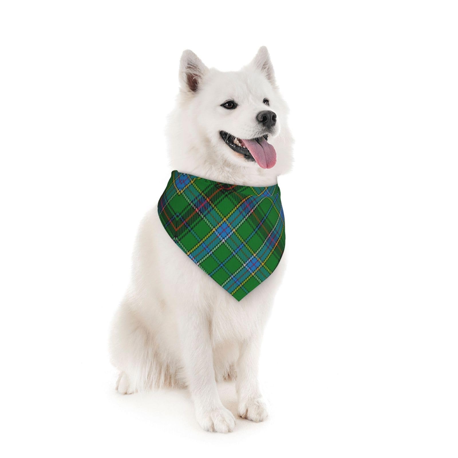 Scots Style Tartan Plaid Teal Dog Bandana Scarf Triangle Bibs Pet Accessories Cat Kerchief