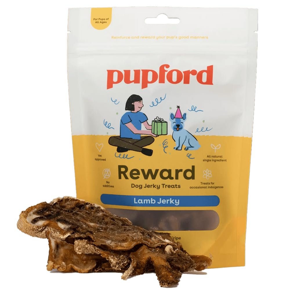 Pupford Lamb Jerky Treats for Dogs for Large & Small Dogs of All Ages | Made in USA, 100% Real Meat & No Fillers | Dogs Love The