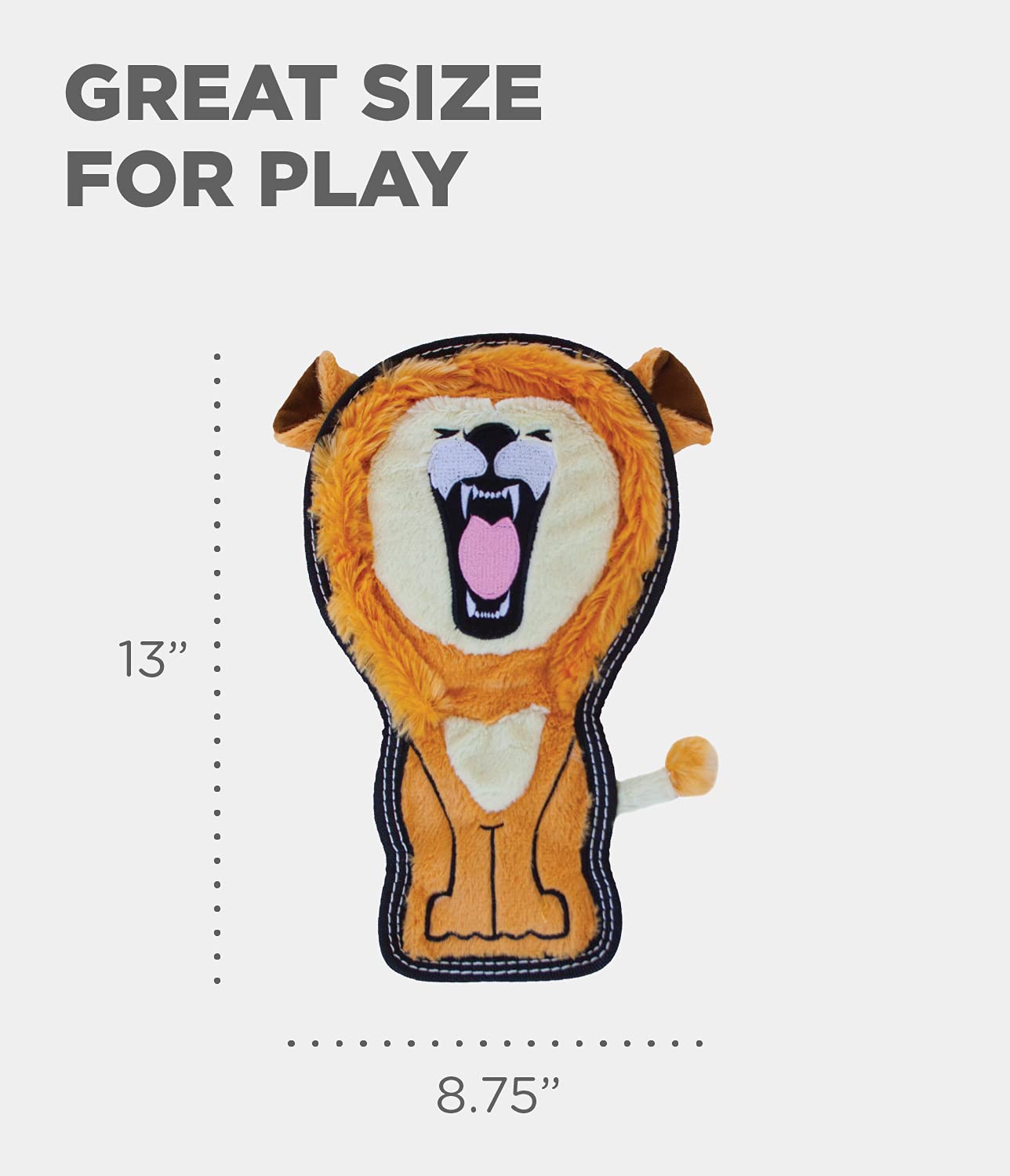 Outward Hound Tough Seamz Lion Plush Dog Toy, Medium - Durable, Soft, Ideal for Playtime and Fetch, Perfect for Medium Dogs