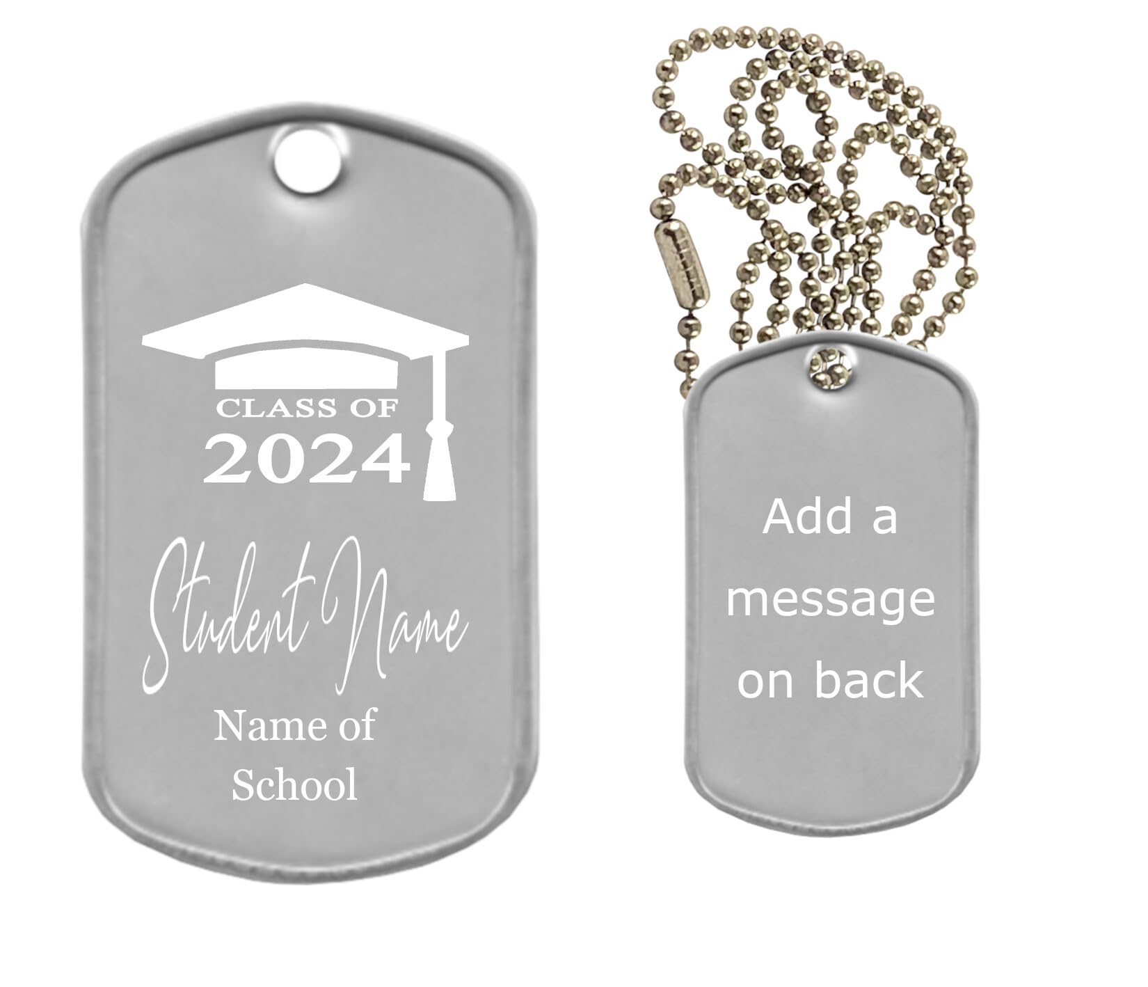 Class Of 2025 Graduation Dog Tag - Personalized Year, Student Name, And School, Graduation Gift, Dog Tag Necklace