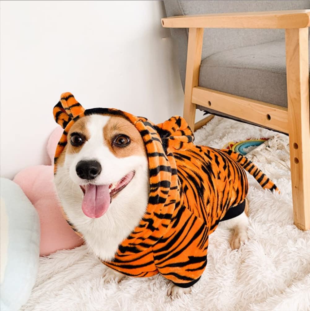 Dog Pet Halloween Costume Dog Tiger Costume Dog Cosplay Funny Hoodies Pet Cosplay Tiger Clothes Halloween Dog Clothes 2Xl