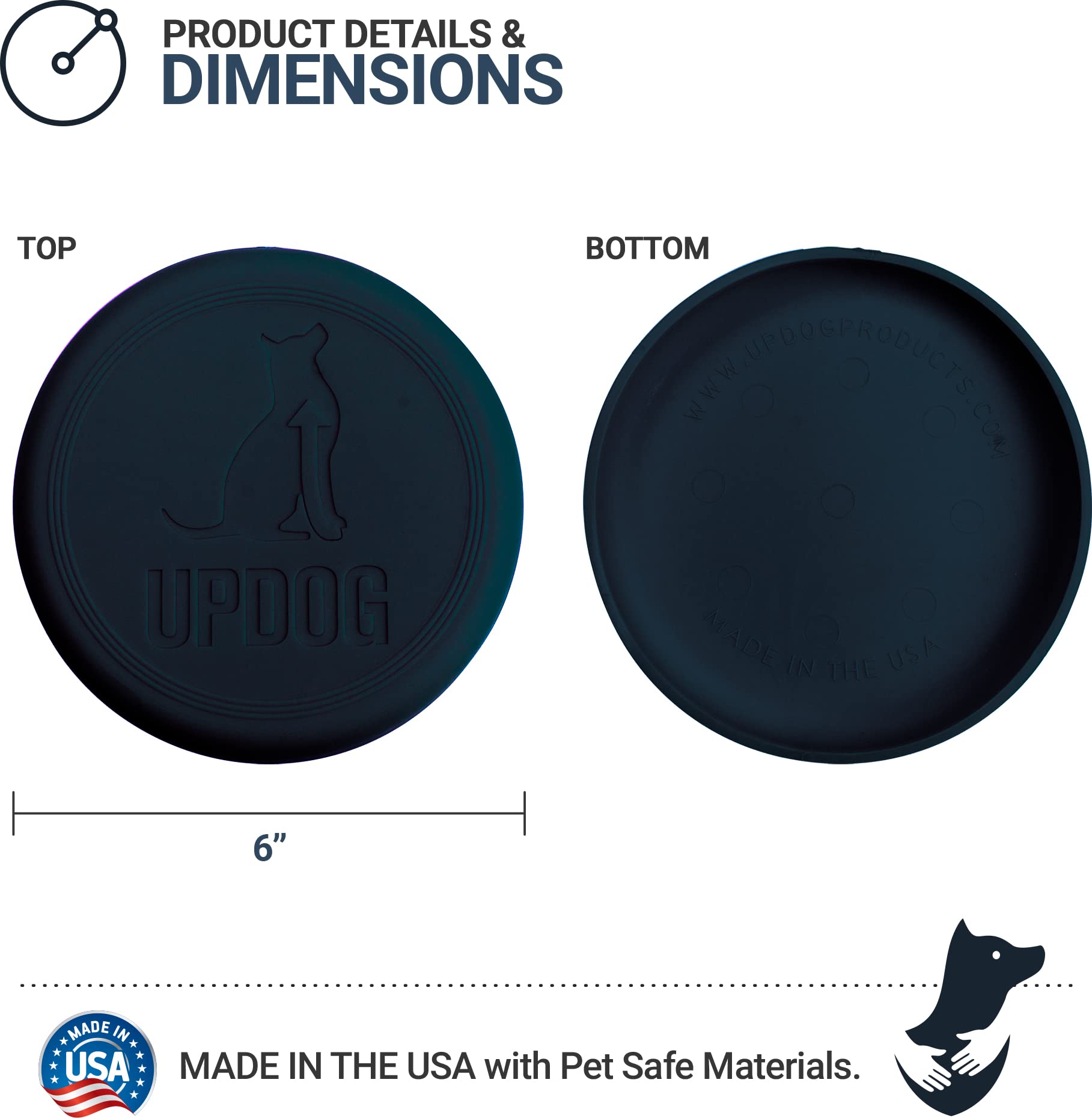 Updog Products 6-Inch Dog Frisbee Small, Lightweight And Durable Frisbee For Dogs Made In Usa Bright Colored Frisbee Dog Toy (Blue Dark)