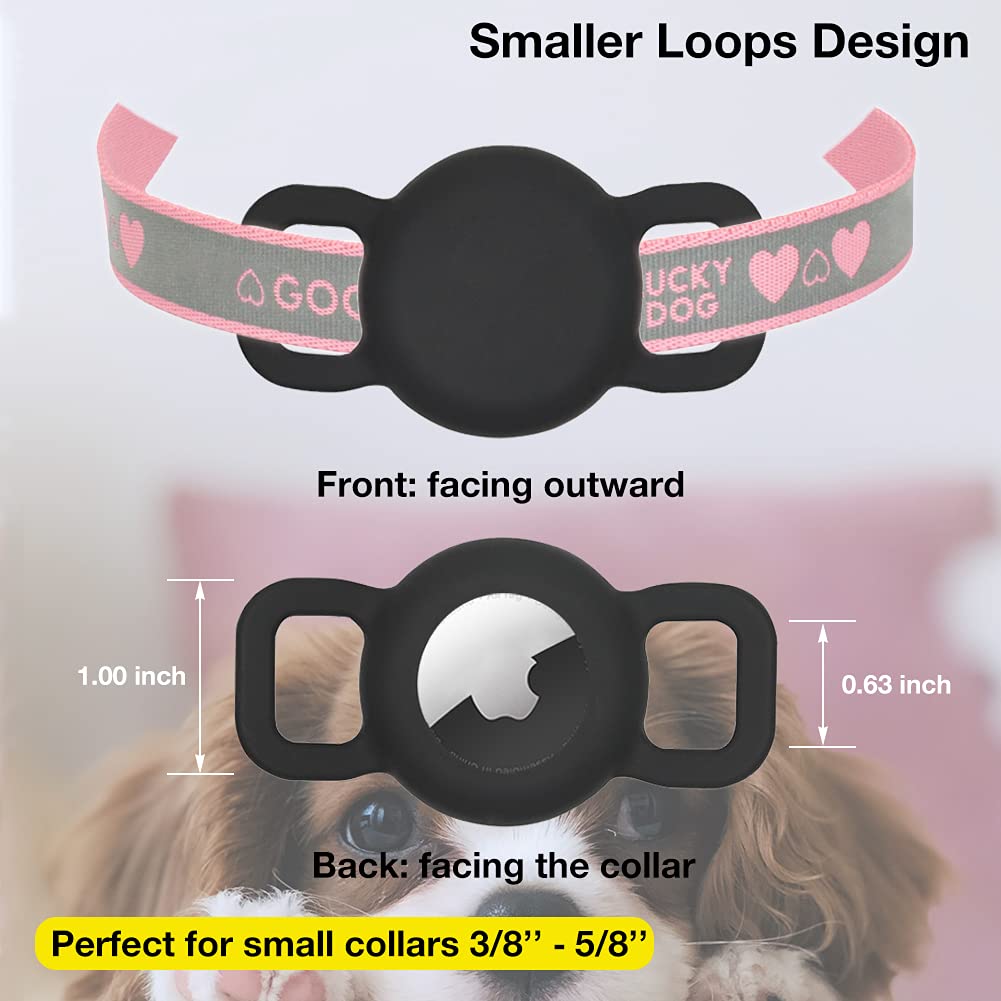 Whalezon Airtag Cat Collar Holder, Small Air Tag Dog Collar Holder Compatible With Apple Tag, Anti-Lost Pet Tracker Cases Fit On