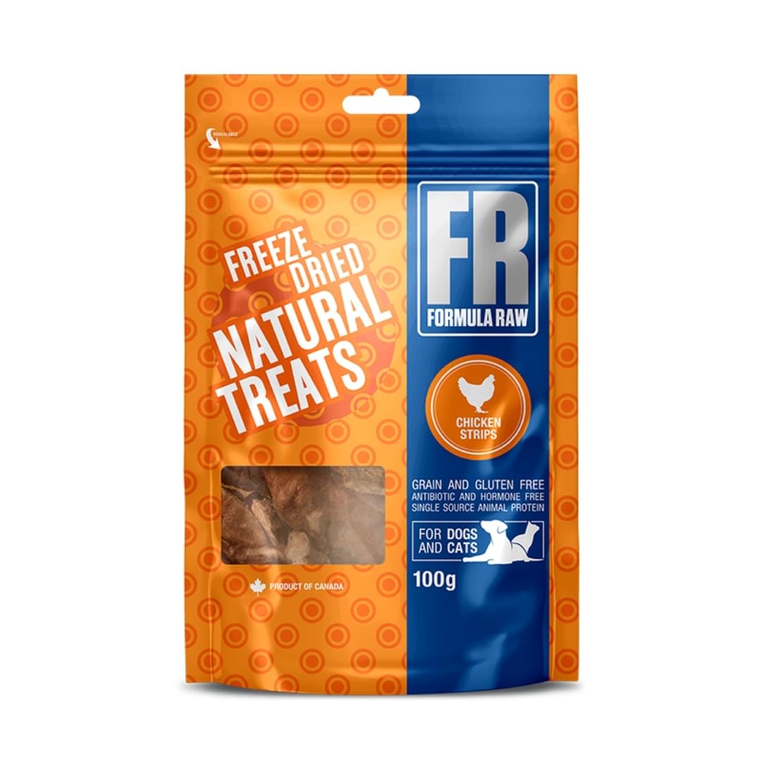 Formula Raw Freeze-Dried Chicken Strips for Dogs and Cats - Single Ingredient, Natural Raw Chicken Breast Treats - High Protein,