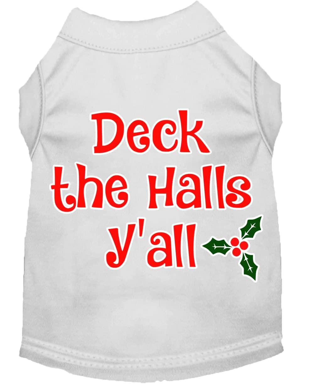 Christmas Pet Dog & Cat Shirt Screen Printed, &quot;Deck The Halls, Y'all&quot; Brown LG (10-14 lbs.)