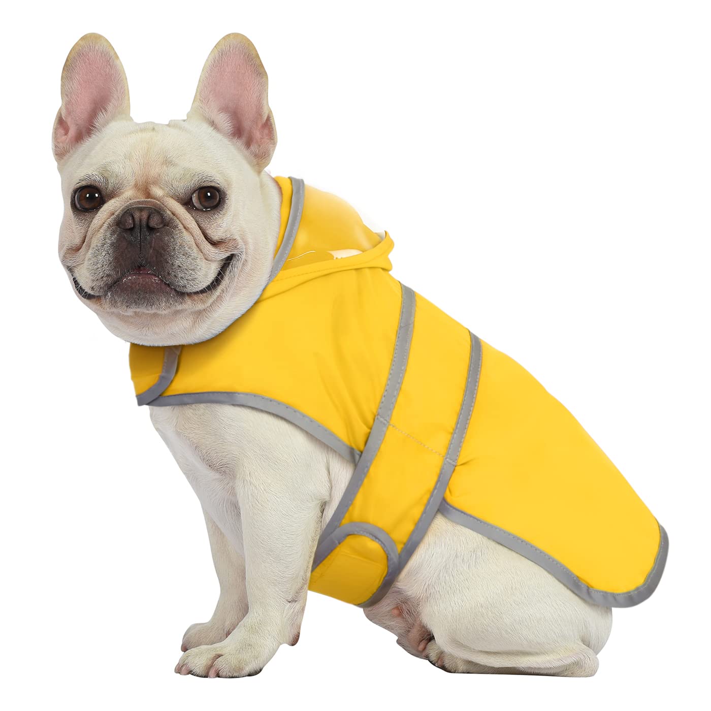 Hde Dog Raincoat With Clear Hood Rain Jacket Poncho For Small Medium Large Dogs Yellow - M