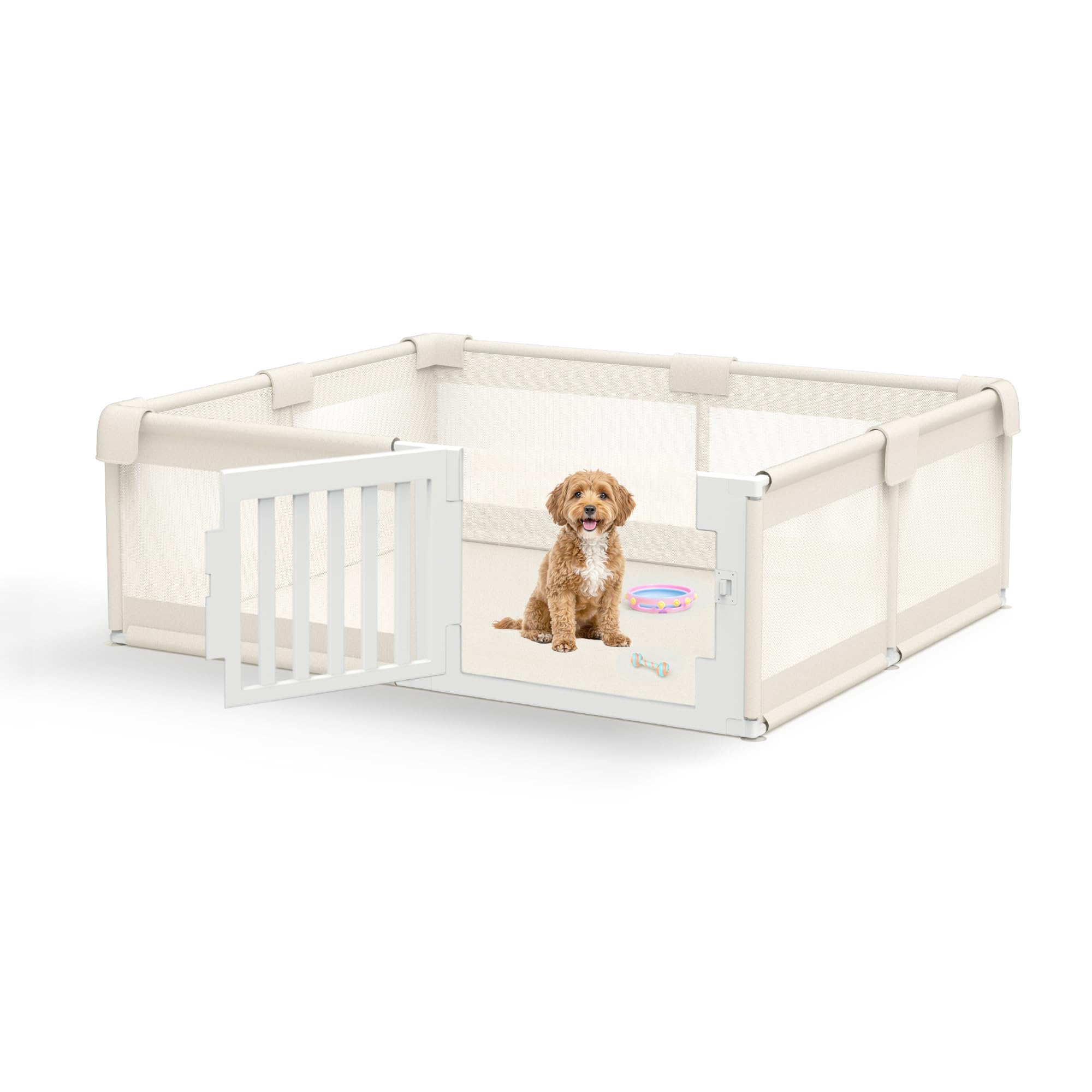 Fxw Dog Playpen With Door, 71X59X24 Inch Spacious Safe Play Area, Non-Slip Design Dog Pen Indoor With Bottom For Puppies, Small 