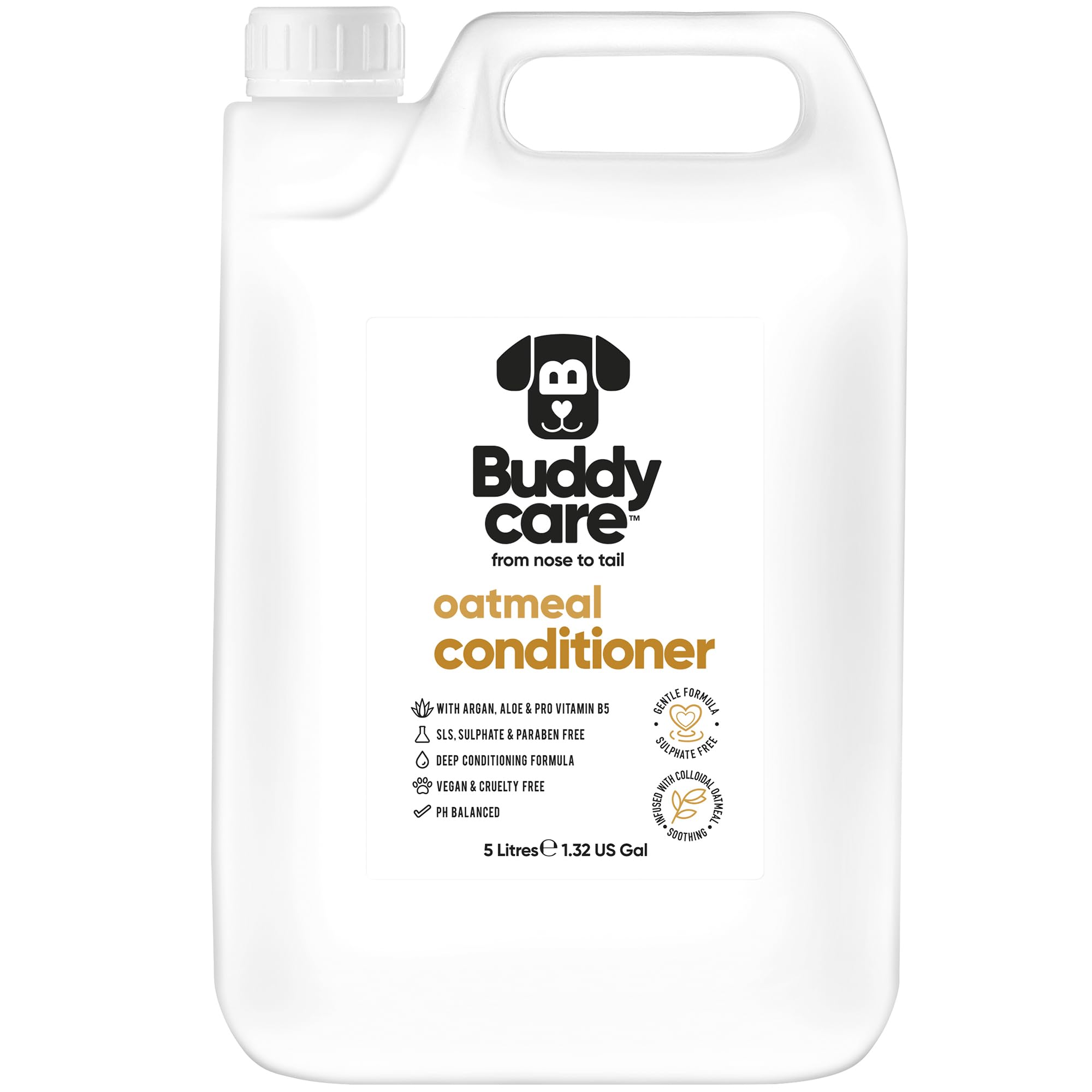 Buddycare Oatmeal Dog Conditioner (169.07oz) Made with Aloe Vera, Argan Oil & Pro Vitamin B5 to Detangle Matted Coats & Relieve 