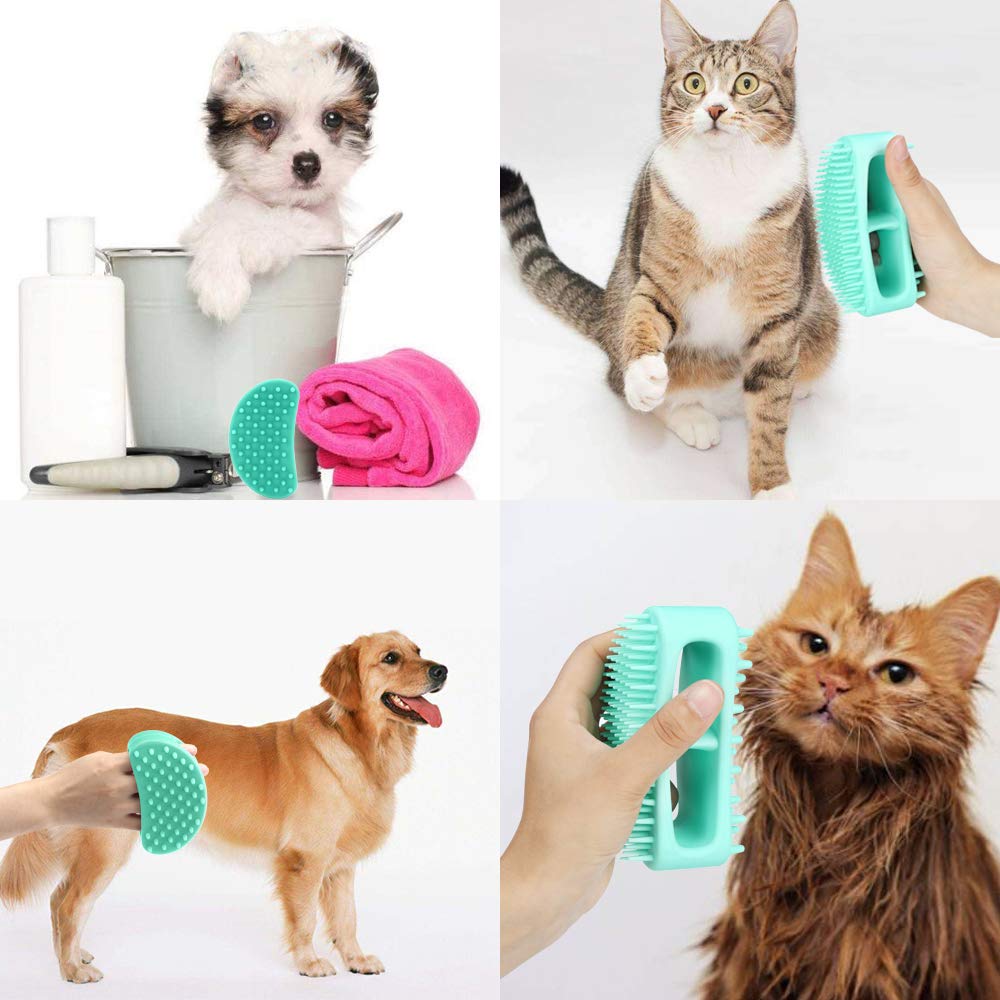 Famobest Dog Brush & Cat Brush, Soft Silicone Dog Grooming Brush, Pet Bath & Massage Brush For Cats And Dogs With Short Or Long Hair, Cat Slicker Shedding Hair Brush For All Pet Sizes Teal
