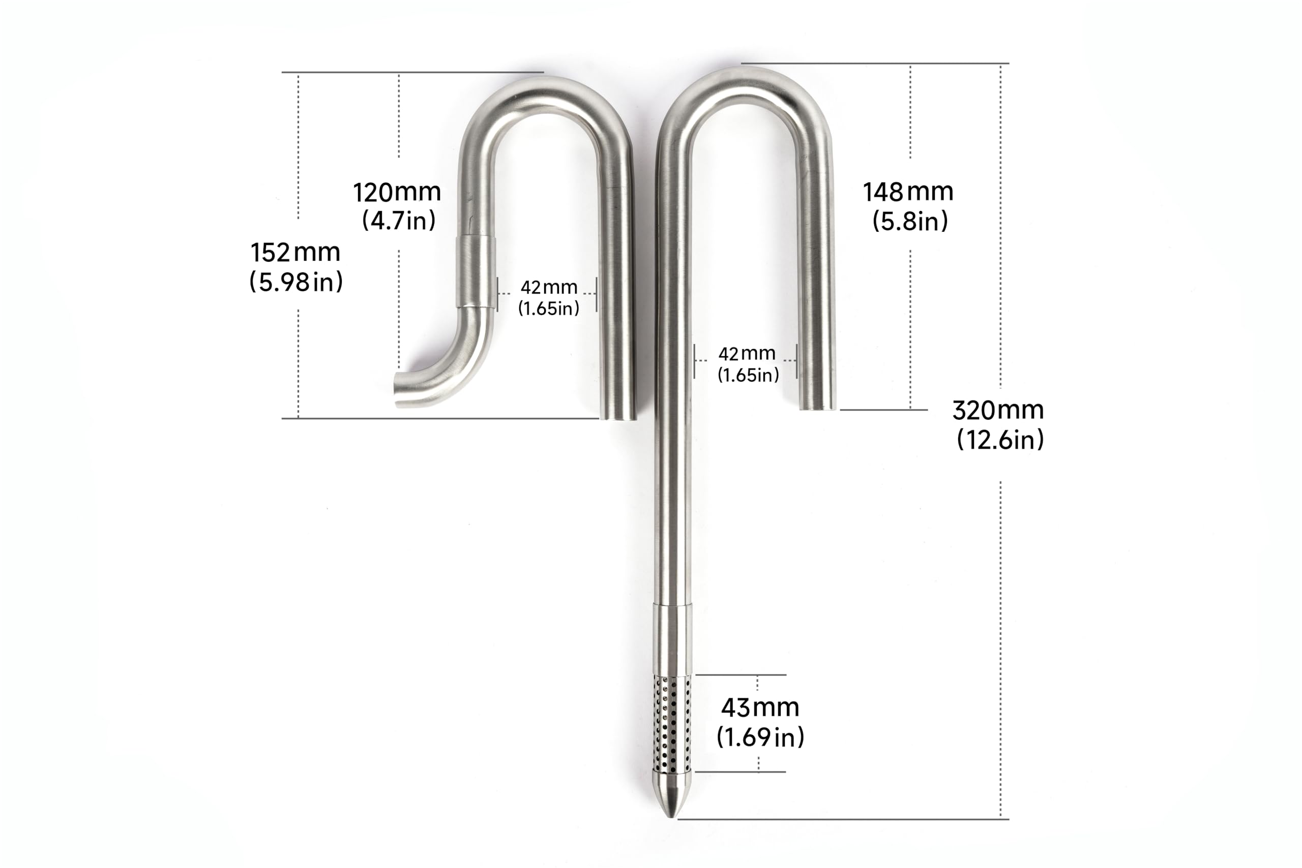 LANDEN Stainless Steel Lily Pipes Set for Rimless Aquariums, Inflow/Outflow, 16mm Diameter, Includes Clamps