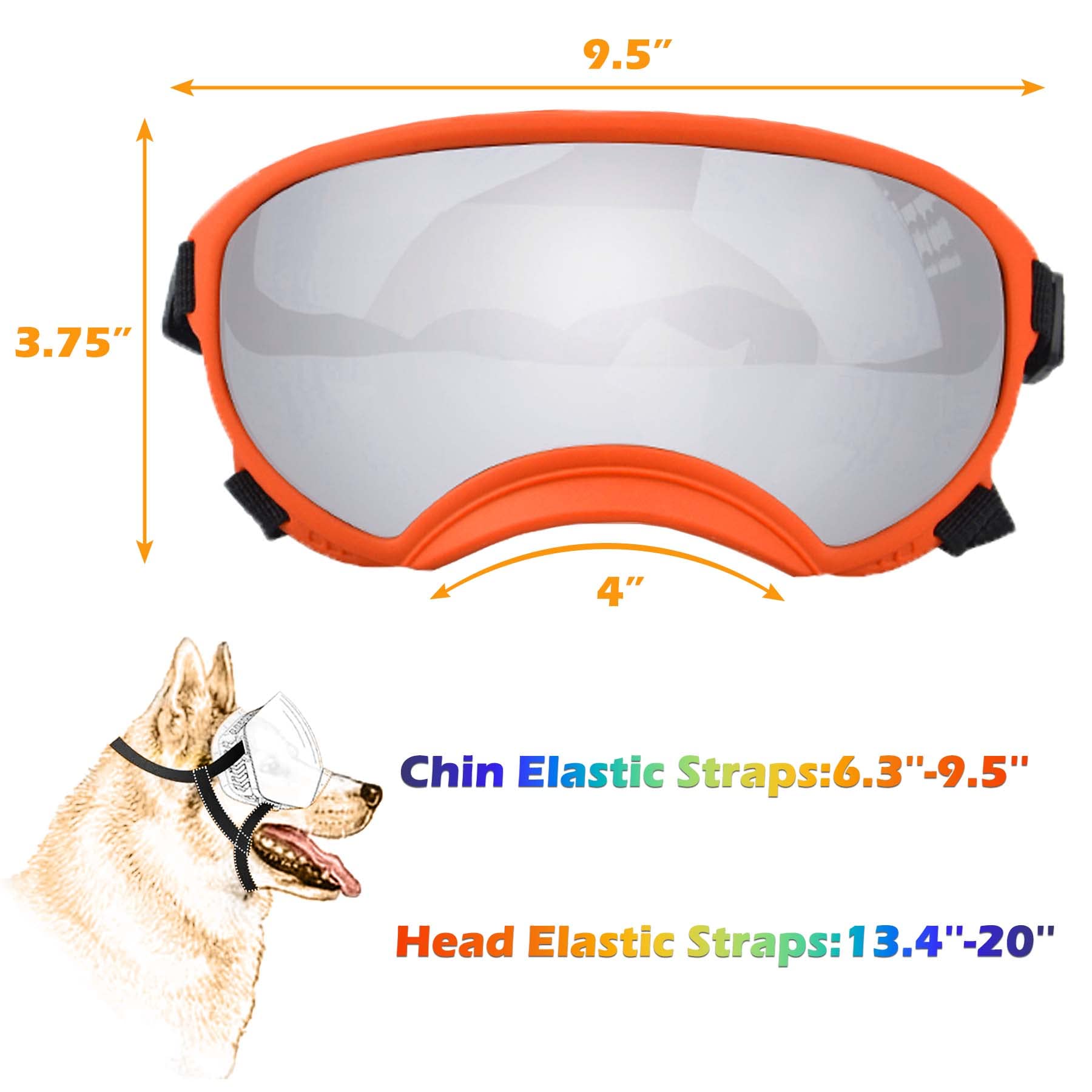 Nicerinc Pet Dog Sunglasses, Large, Uv Protection, Adjustable Strap, Soft Foam, Black