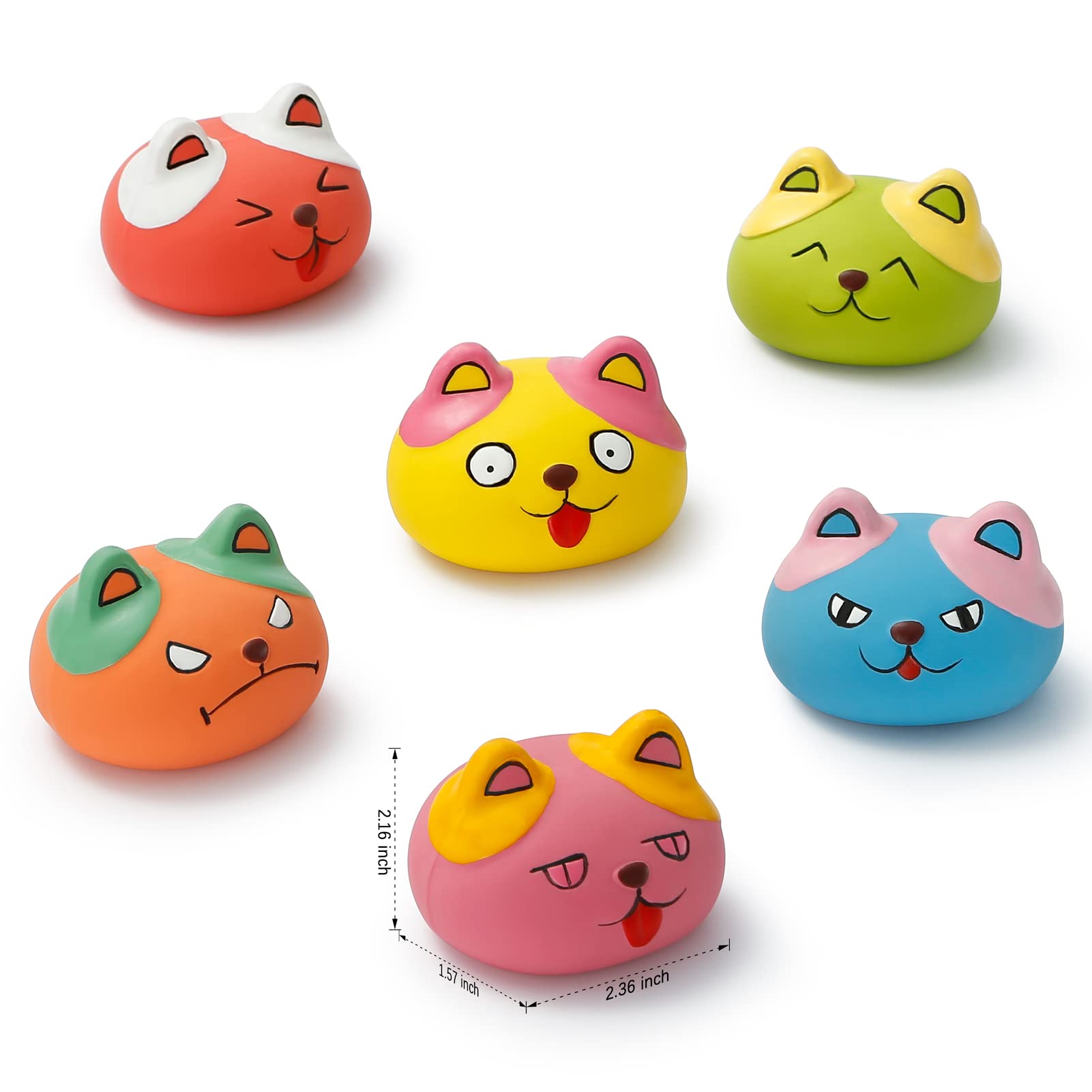 Hdsx Squeaky Dog Toys Funny Animal Dog Balls For Puppy Small Pet Dogs 6 Pcs/Set (Cat)
