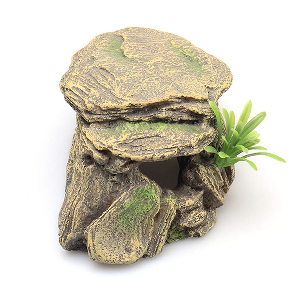 La La Pet Reptile Hide Box Reptile Hideouts Resin Rock Gecko Hides and Caves Lizard Habitat Decor Small Animal Hideaway Basking