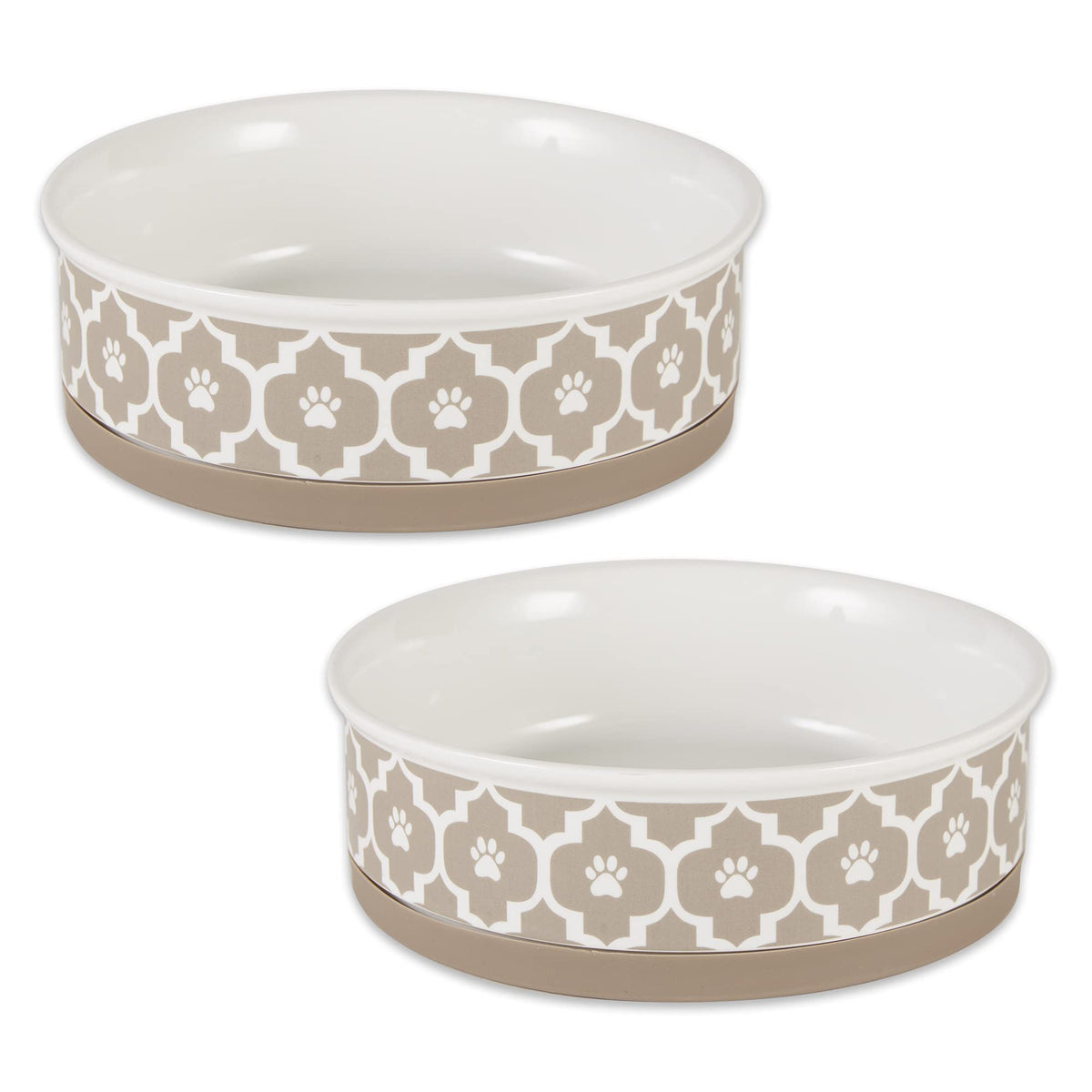 Bone Dry Lattice Collection Pet Bowl & Canister, Large Set, 7.5X2.4 Inches, Stone, 2 Piece