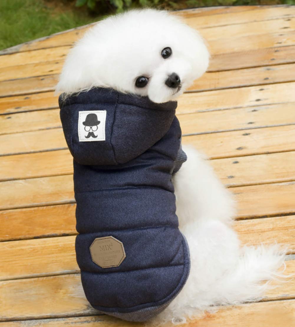 Dog Coat Rdc Pet Hoodie Cold Weather Coats Warm Dog Apparel Winter Thick Clothes Dog Cozy Jacket For Small Dog Medium Cat (M, B-Blue)