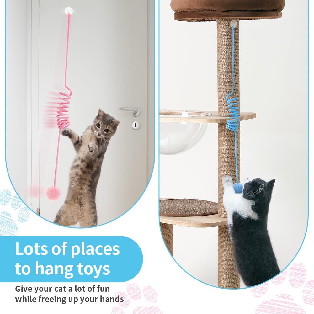 Mankoda Hanging Plush Cat Toy Ball, Interactive Cat Toys For Indoor Cats With Bell, Cat Springs To Keep Them Busy/Reduce Boredom