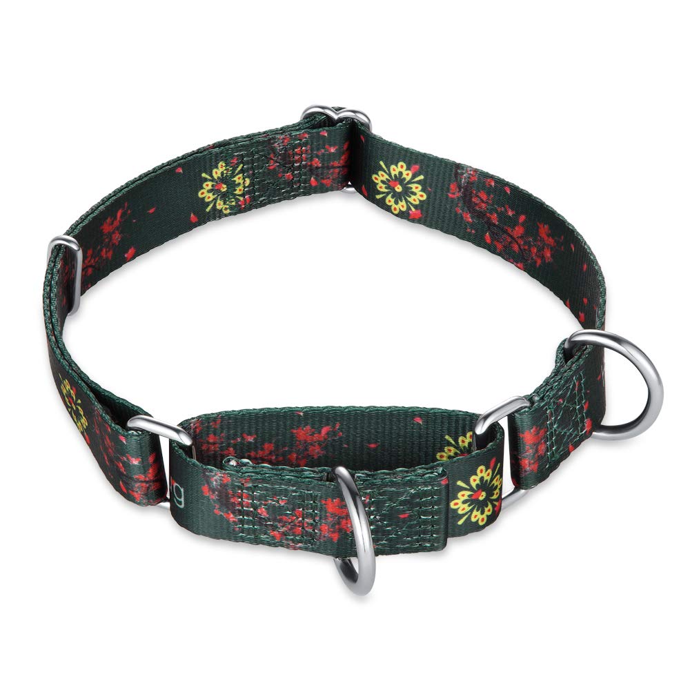 Heavy Duty Martingale Dog Collar For Large Boy And Girl Dogs Daily Use Walking Professional Training - Double Ring Attach Id Tag