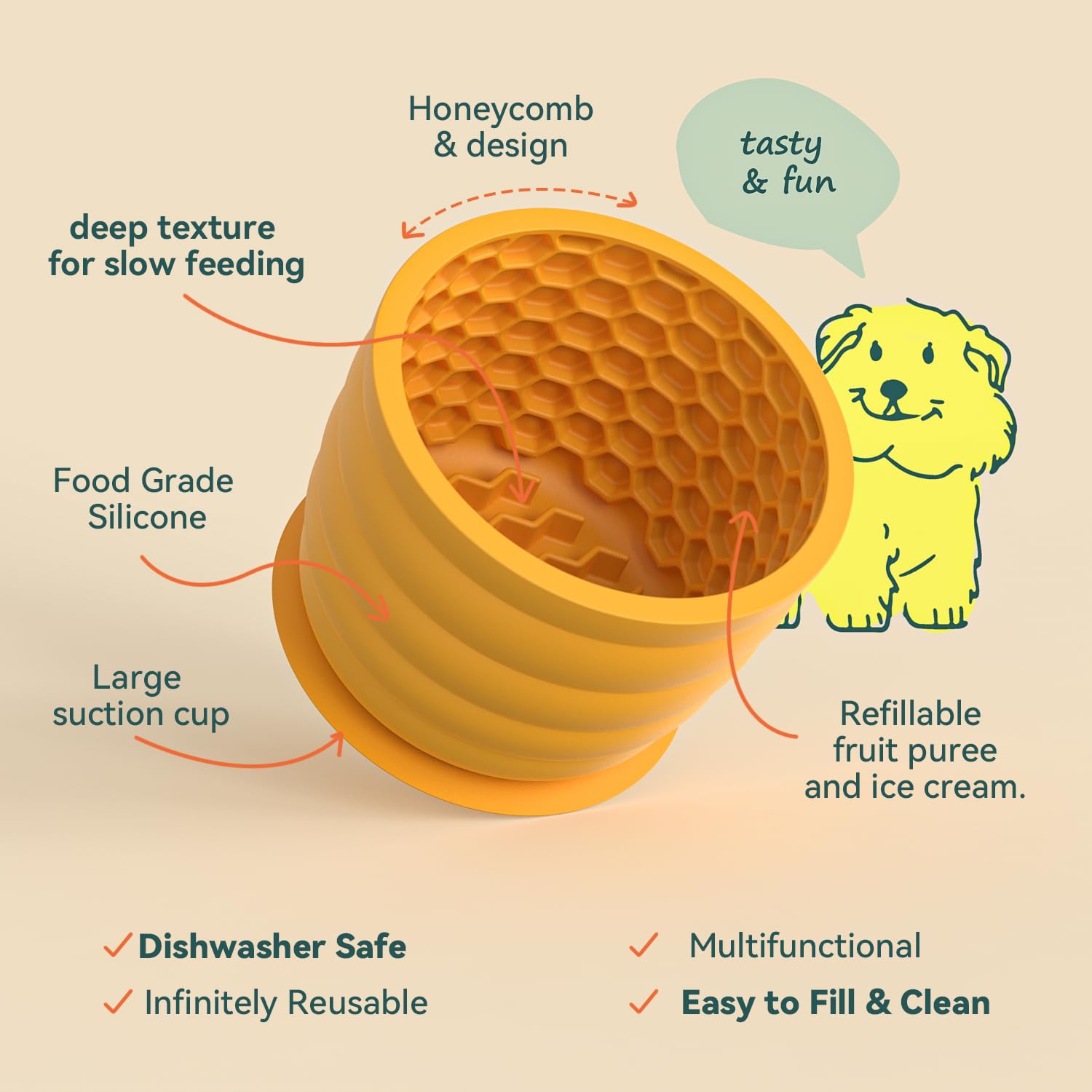 Femont Slow Feeder Bowl For Dog, Silicone Dog Lick Bowl For Fast Eater,Anxiety Relief Dog Feeding Bowls,Non-Slip Anti-Choking In