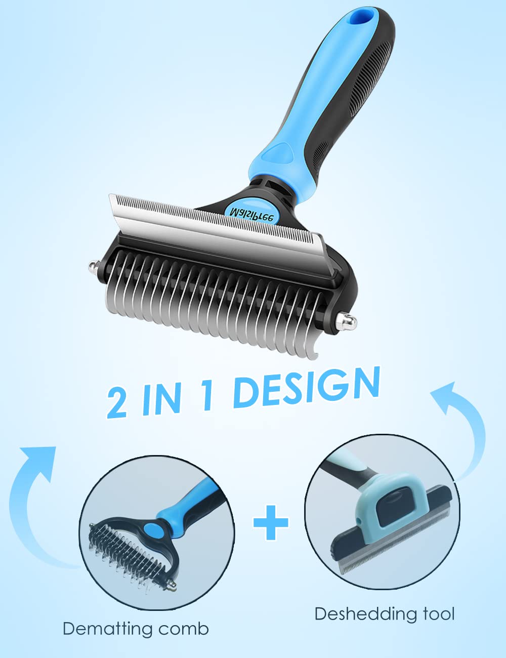 Malsipree Cat Grooming Brush For Shedding- 2 In 1 Deshedding Tool And Undercoat Rake For Long And Short Haired Cats And Small Do
