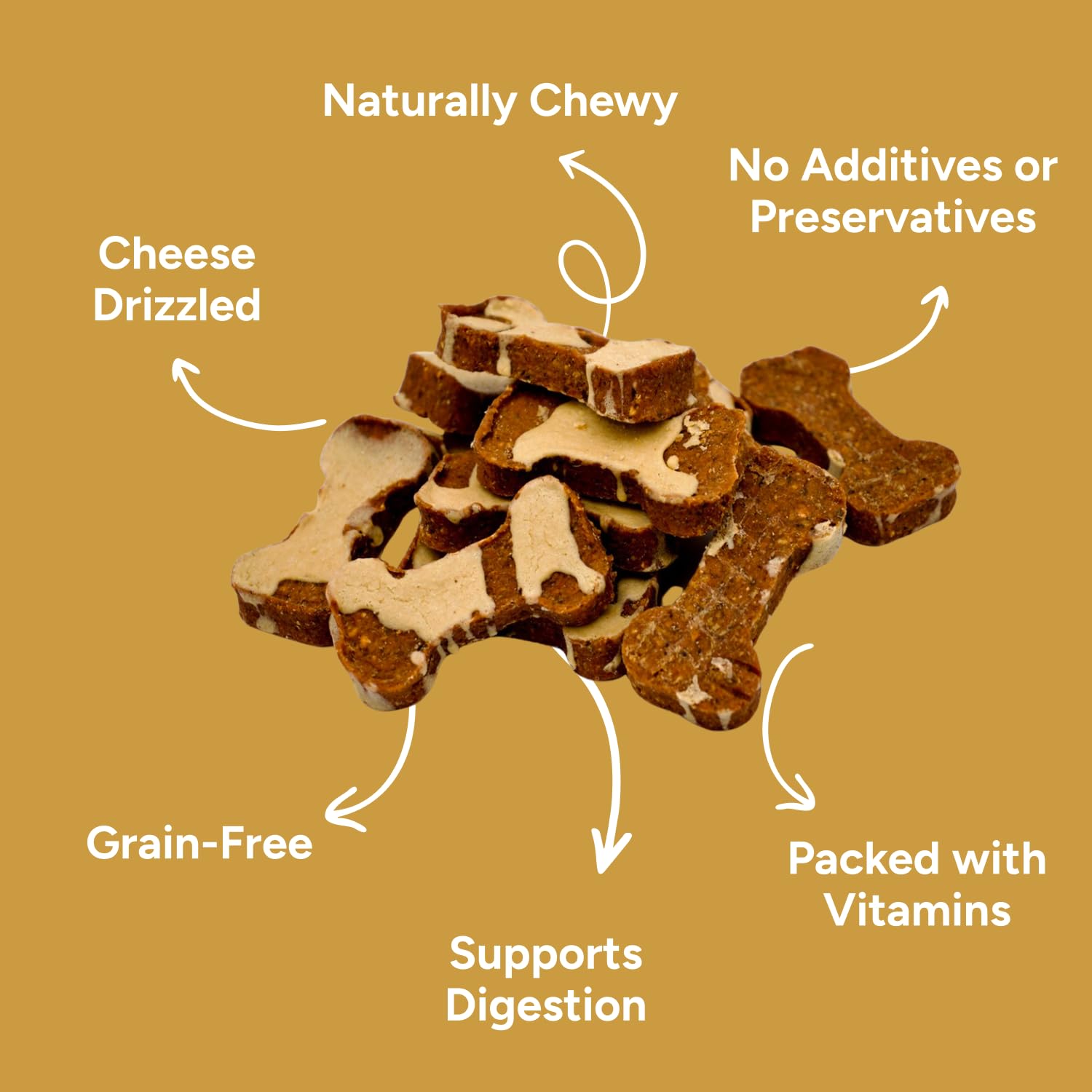 Gaines Family Farmstead Dog Treats - Grain-Free Sweet Potato Bones, 8 oz, All-Natural for Digestion, Skin & Energy, Made in USA