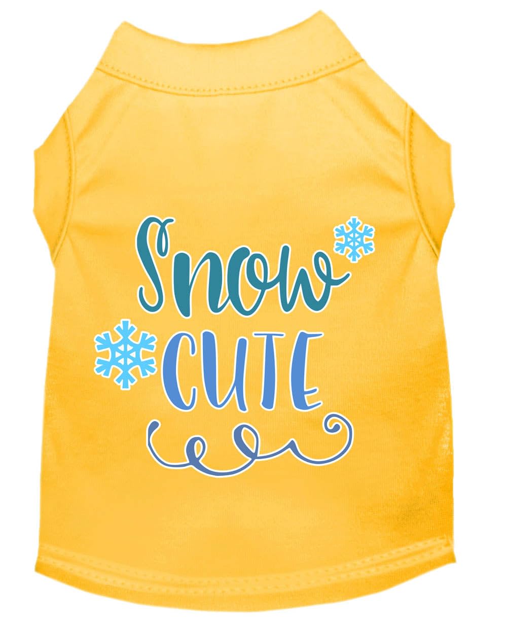 Christmas Pet Dog & Cat Shirt Screen Printed, &quot;Snow Cute&quot; Yellow LG (10-14 lbs.)