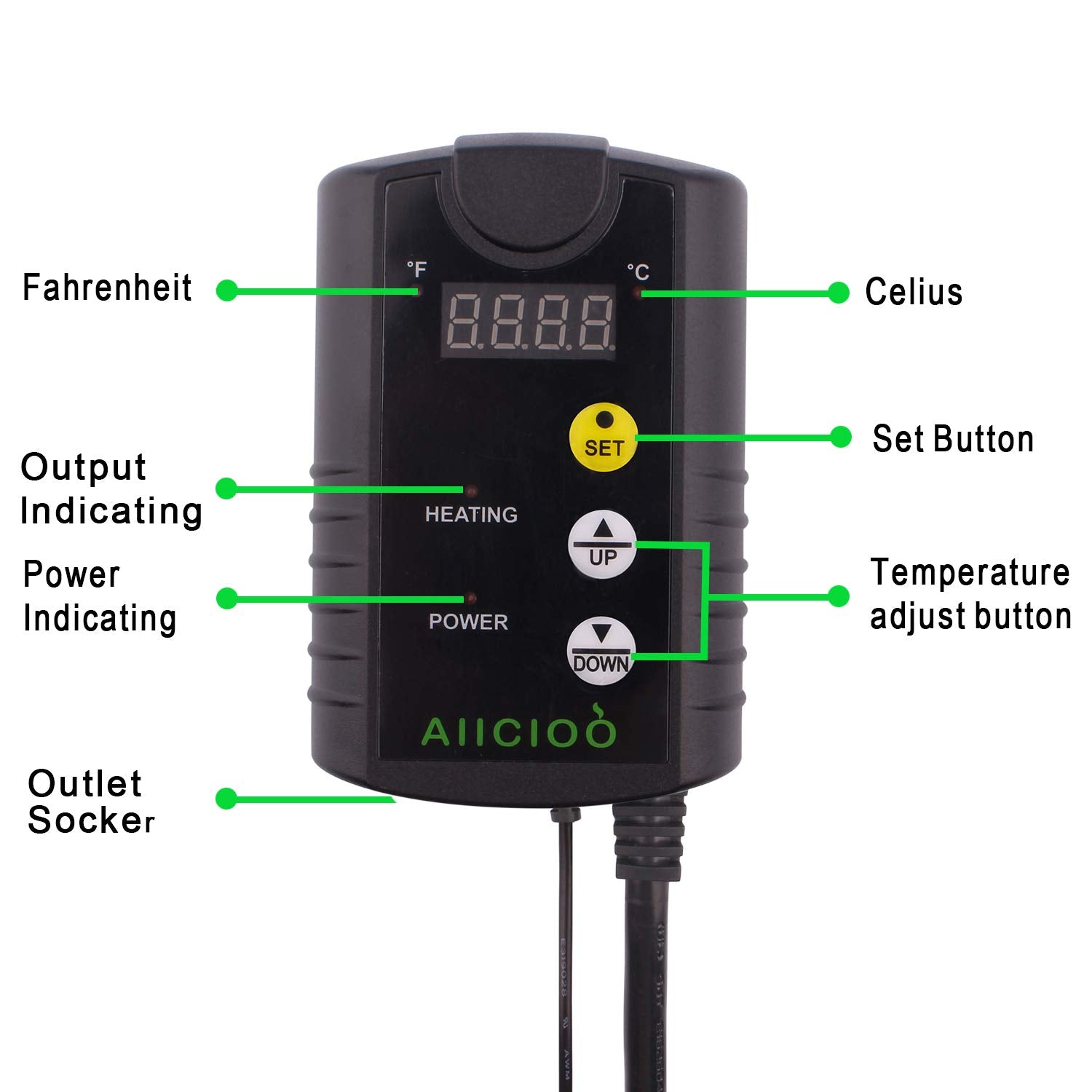 Aiicioo Under Tank Heater Thermostat - Reptile Heating Pad With Temperature Control Reptile Heat Mat For Combo Set For Hermit Cr