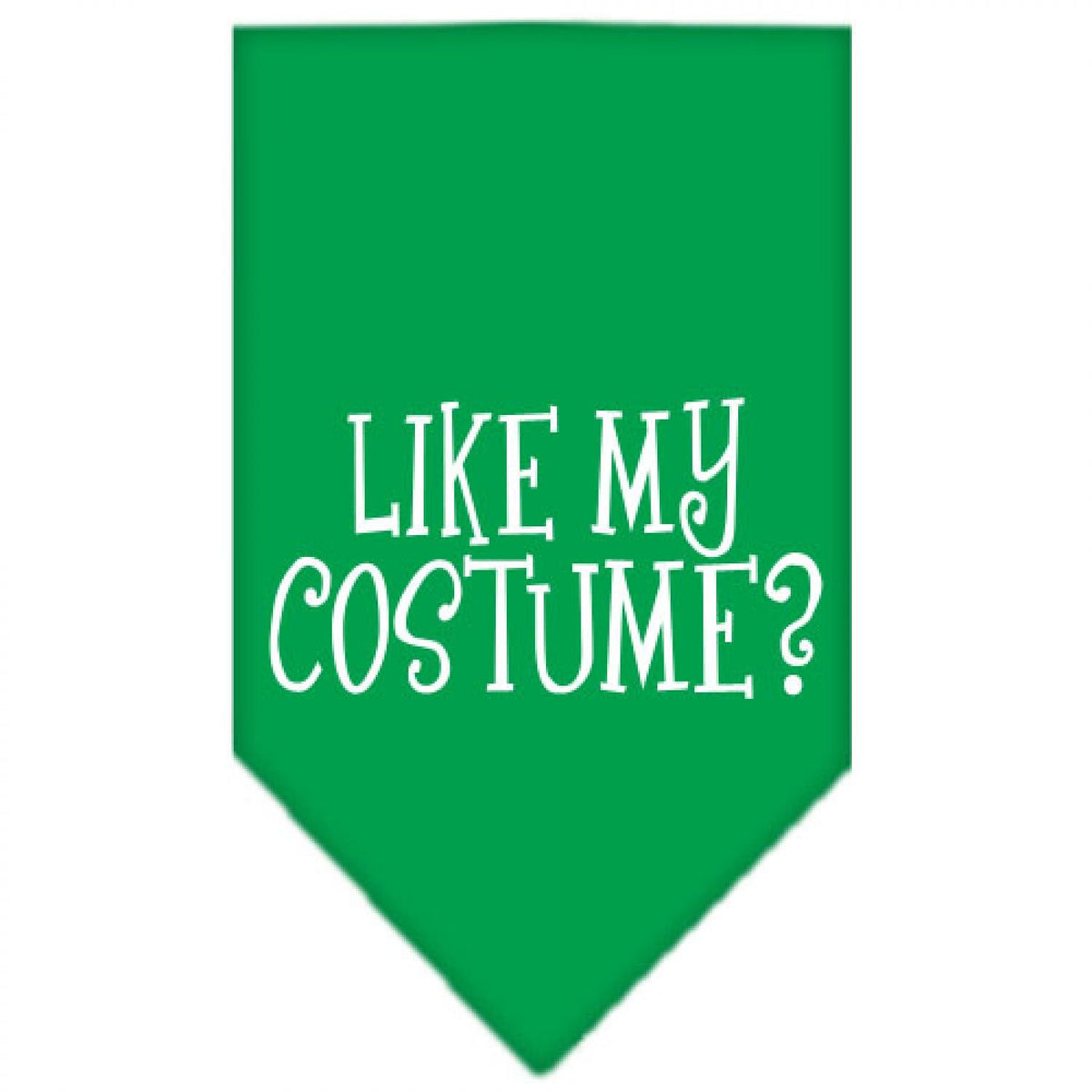 Halloween Pet and Dog Bandana Screen Printed, &quot;Like My Costume?&quot; Emerald Green Small