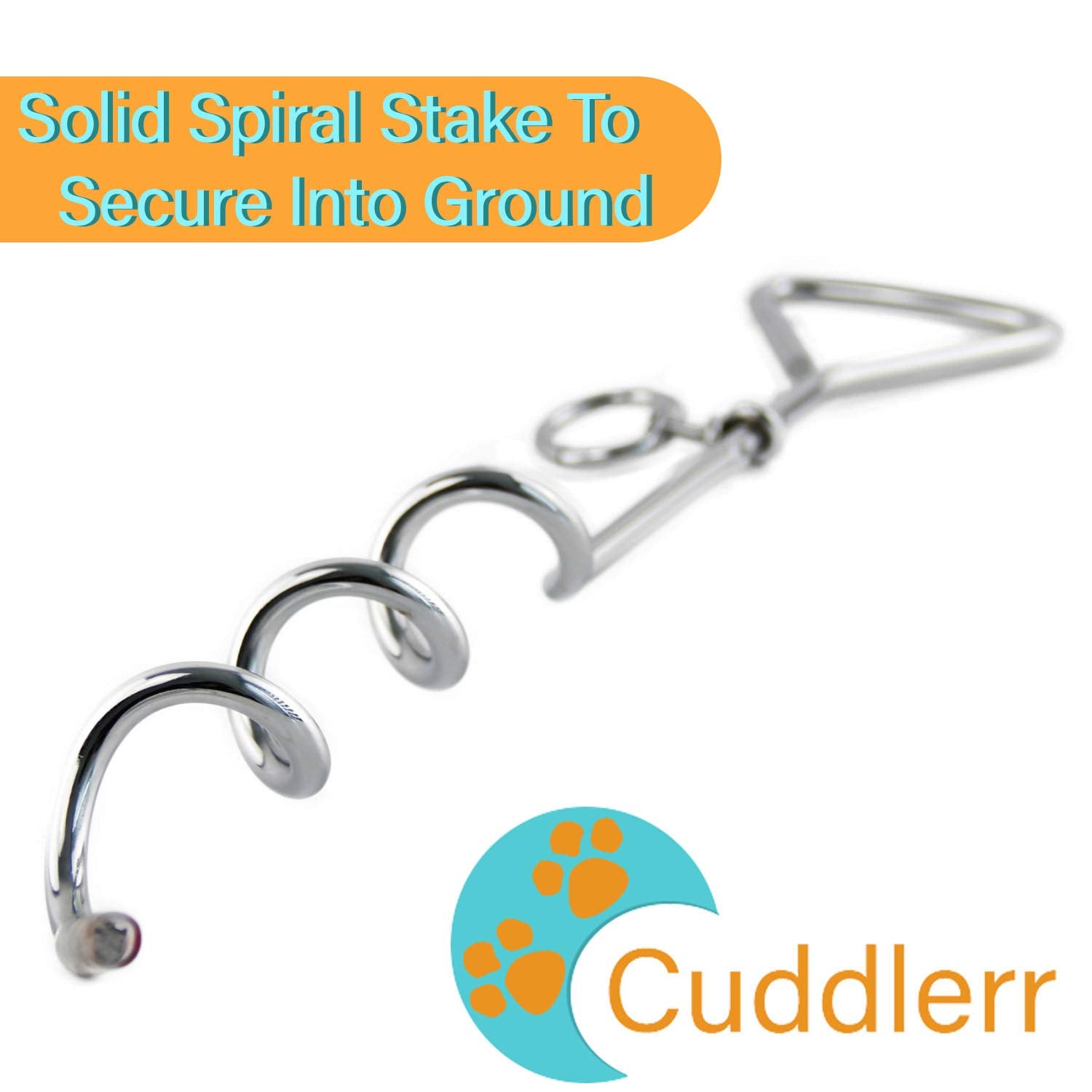 30Ft Dog Tie Out Cable For Dogs, 16'' Chrome Plated Anti Rust Stake, Great For Camping Or The Garden, Suitable For Harness, Leas