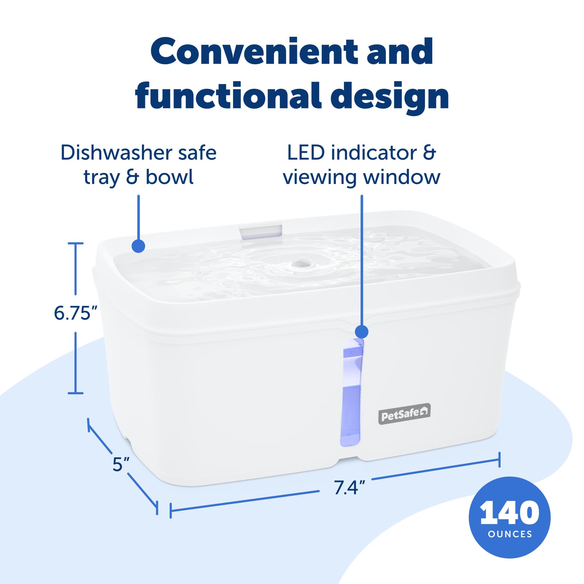 Petsafe Viva Pet Fountain For Cats And Dogs - 4.1L/140 Oz, Indoor Cat Water Fountain With Ultra Quiet Pump, Dishwasher Safe, Eas