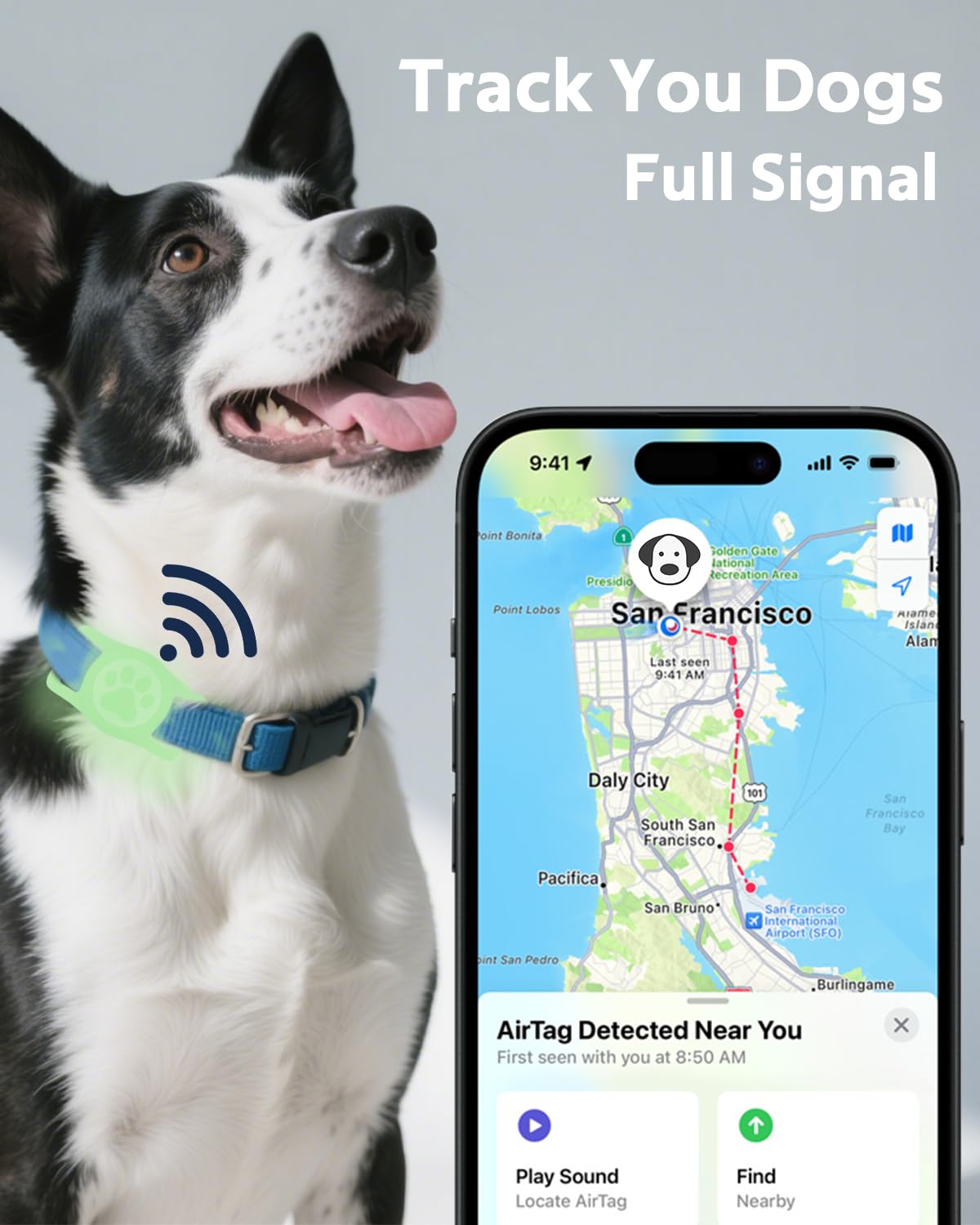 Whoseid Ip68 Waterpoof Dog Airtag Holder, Stretchy Silicone Full Body Covered Apple Air Tag Holder For Dog Cat Collar Fit All Wi