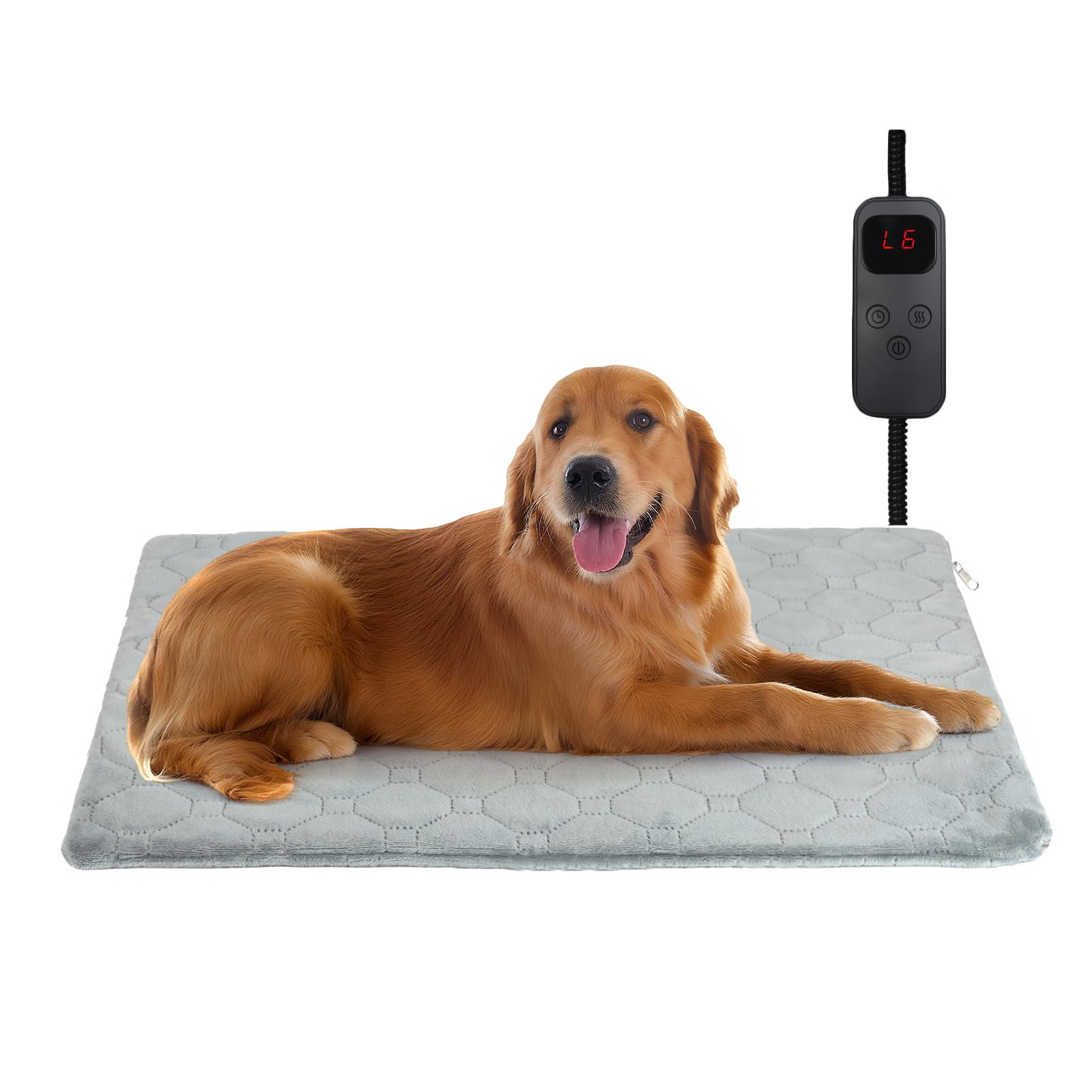 Pet Heating Pad for Cats & Dogs Indoor Outdoor, Warming Cat Heating Pad with Chew Resistant Cord, Adjustable Temperature and Tim