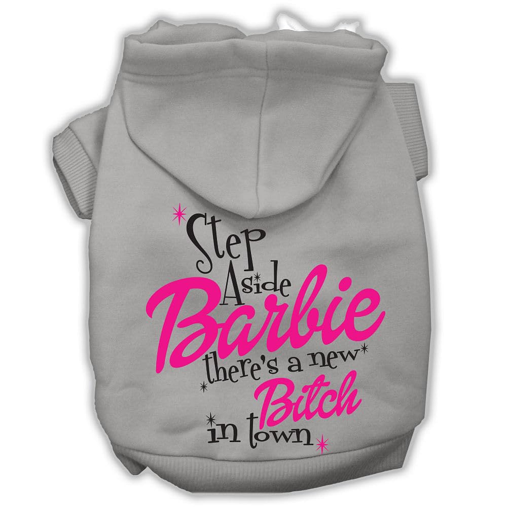 Mirage Pet Products New Bitch In Town Screenprint Hoodie, X-Small, Grey