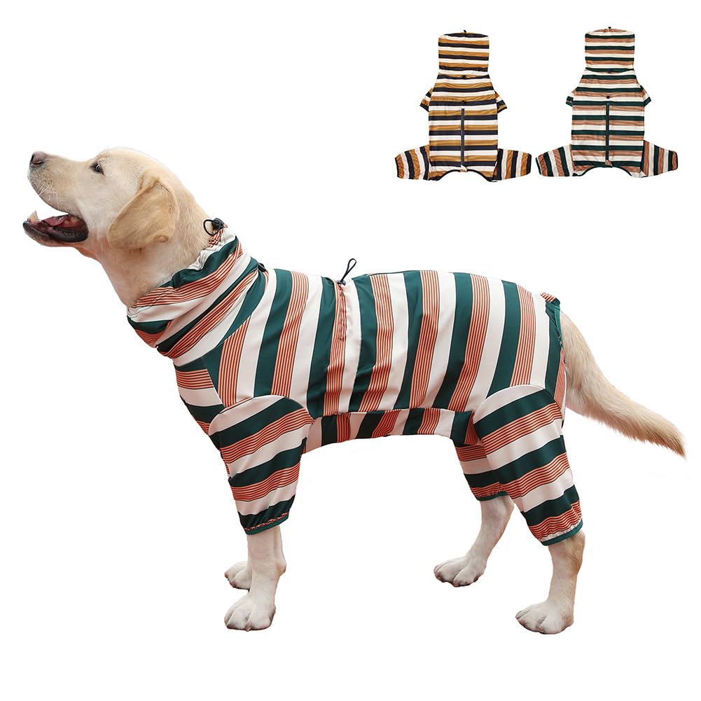 Koogal Dog Jumpsuit, Extra Large Stretch, 6Xl, Yellow-Green Bar, For Medium-Sized, Adult Dogs, Surgical Recovery Dog Clothing, P