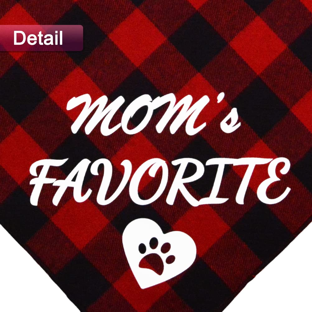 2 Pcs Mothers Day Dog Bandana Plaid Triangle Dog Scarf Moms Favorite And I Only Love My Bed And My Mom Im Sorry Pattern Red And