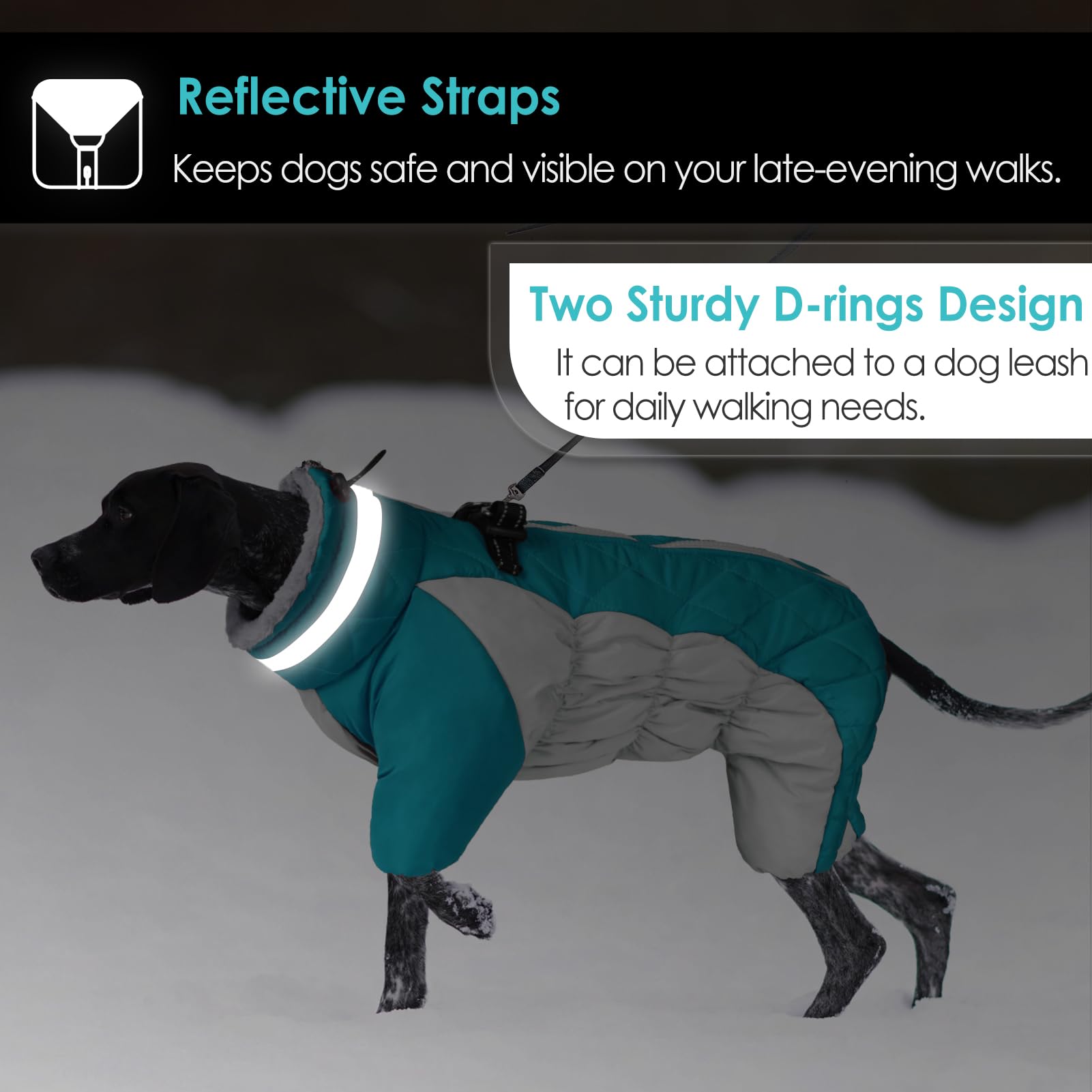 AOFITEE Fullbody Dog Jacket, Windproof Winter Coat with Built-in Harness, Reflective Turtleneck Snow Jacket, Puffer Coat for Sma