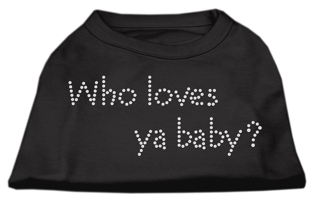 Mirage Pet Products Who Loves Ya Baby Rhinestone Pet Shirt, 3X-Large, Black
