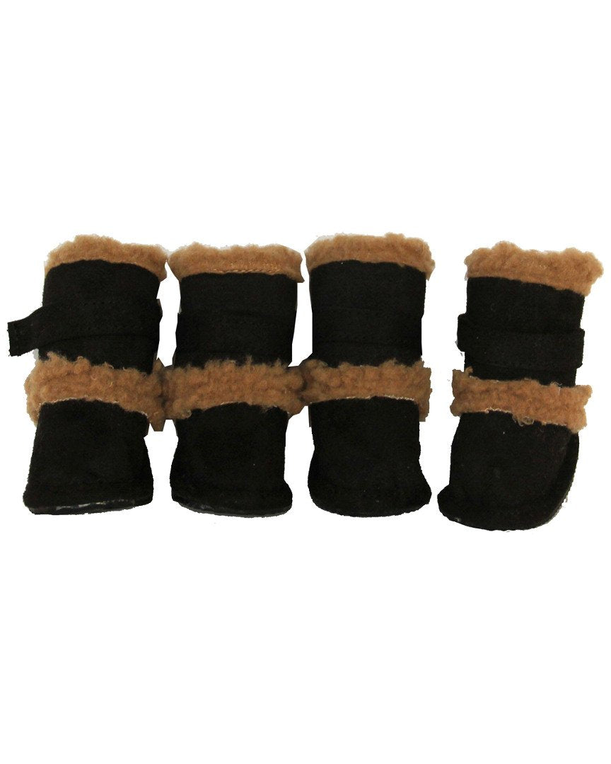 Pet Life Shearling Duggz Dog Shoes, Black/Beige, Medium