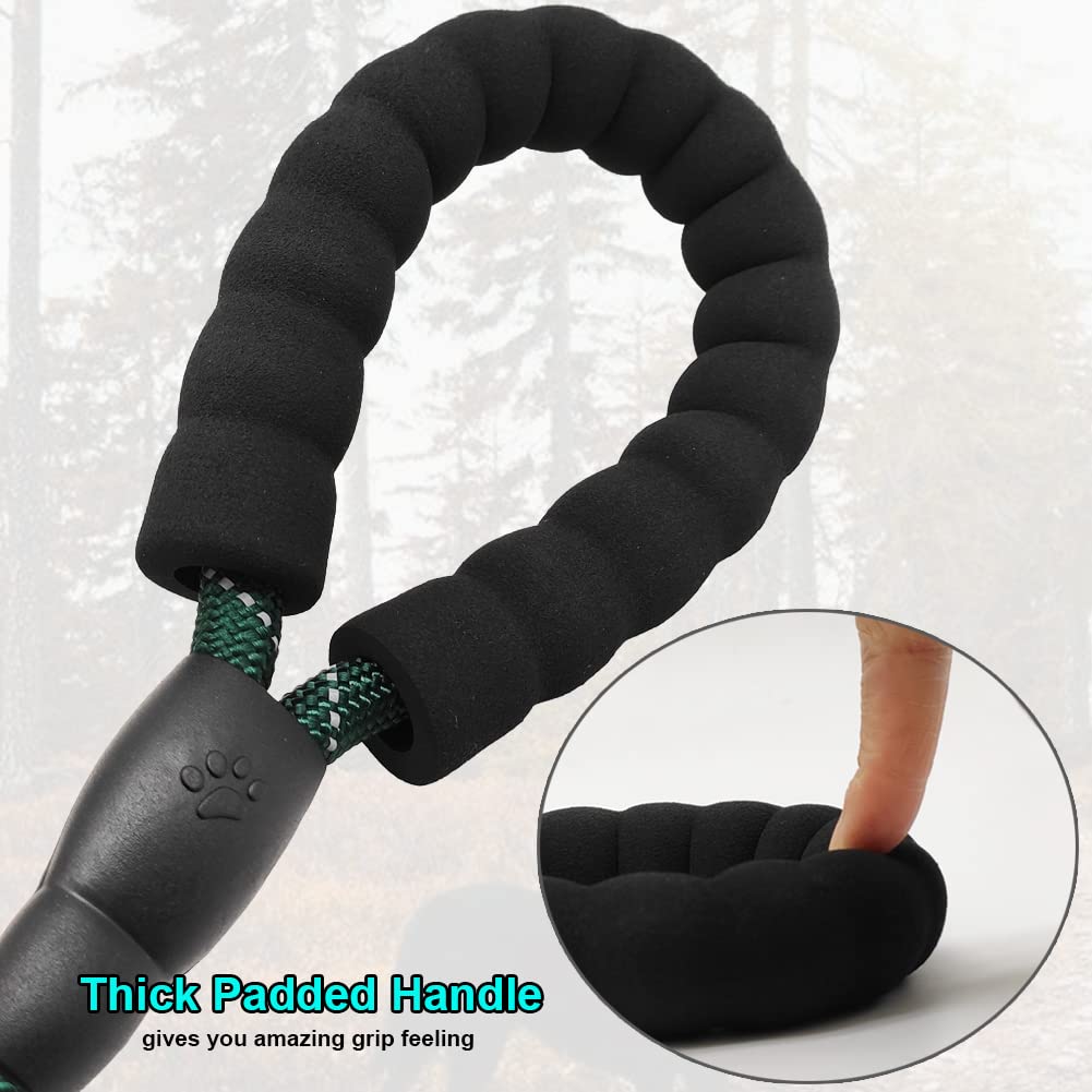 Btinesful 6Ft Chewproof Dog Leash, Strong Nylon Rope With Anti-Chewing Chain And Padded Handle For Medium Large Dogs Outdoor Training Walking Hiking Dark Green