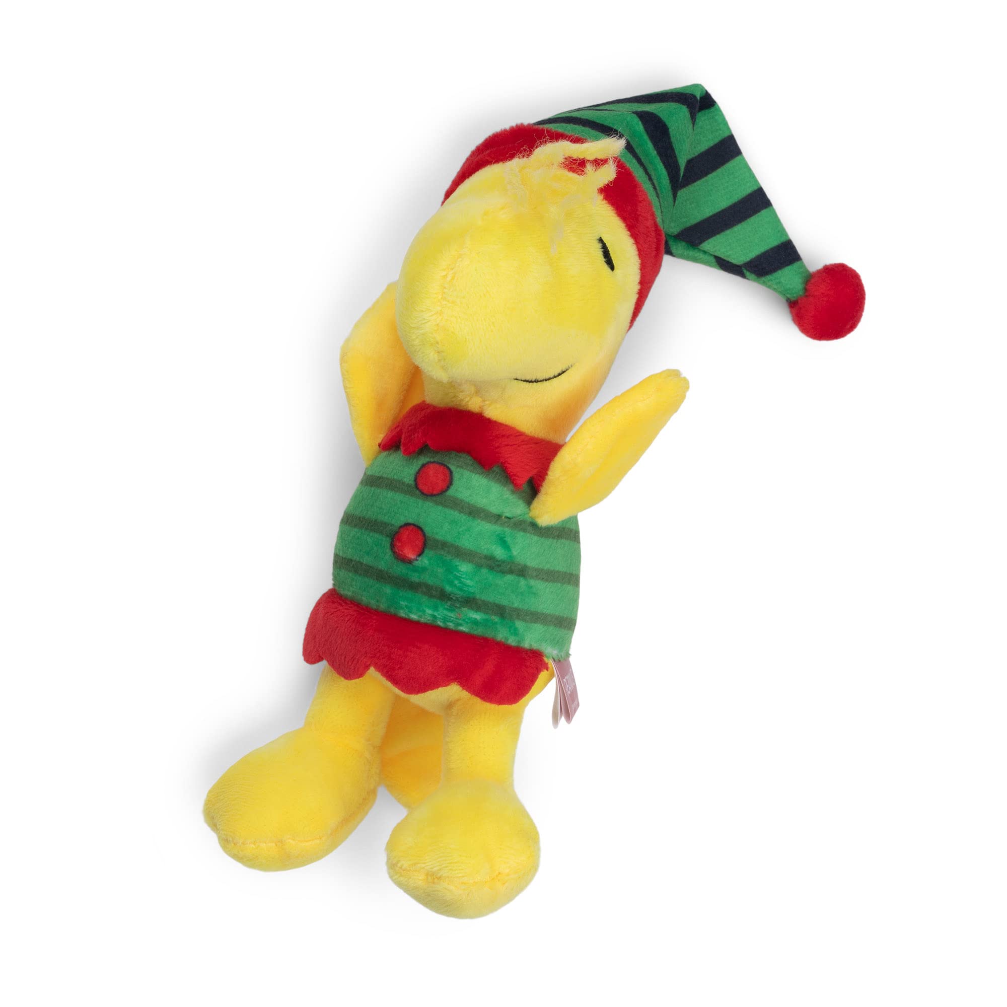 PEANUTS for Pets Comics 6 Holiday Woodstock Plush Elf Dog Toy | Small Squeaky Dog Toy, Yellow Dog Chew Toy | Woodstock Stuffed A