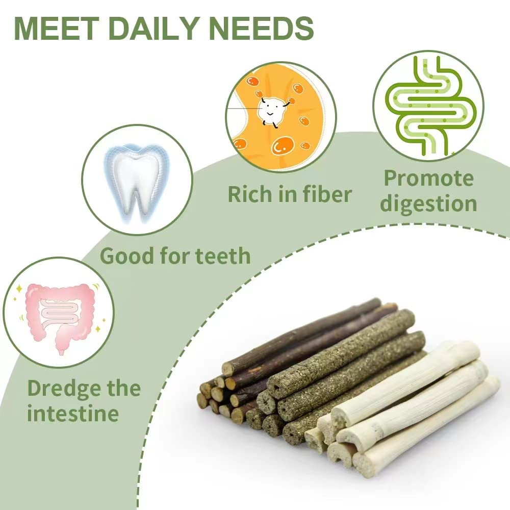 Dbeans Flourithing 300g Guinea Pig & Rabbit Chew Toys with Apple & Timothy Sticks - Prevent Overgrown Teeth with Sweet Bamboo Tr