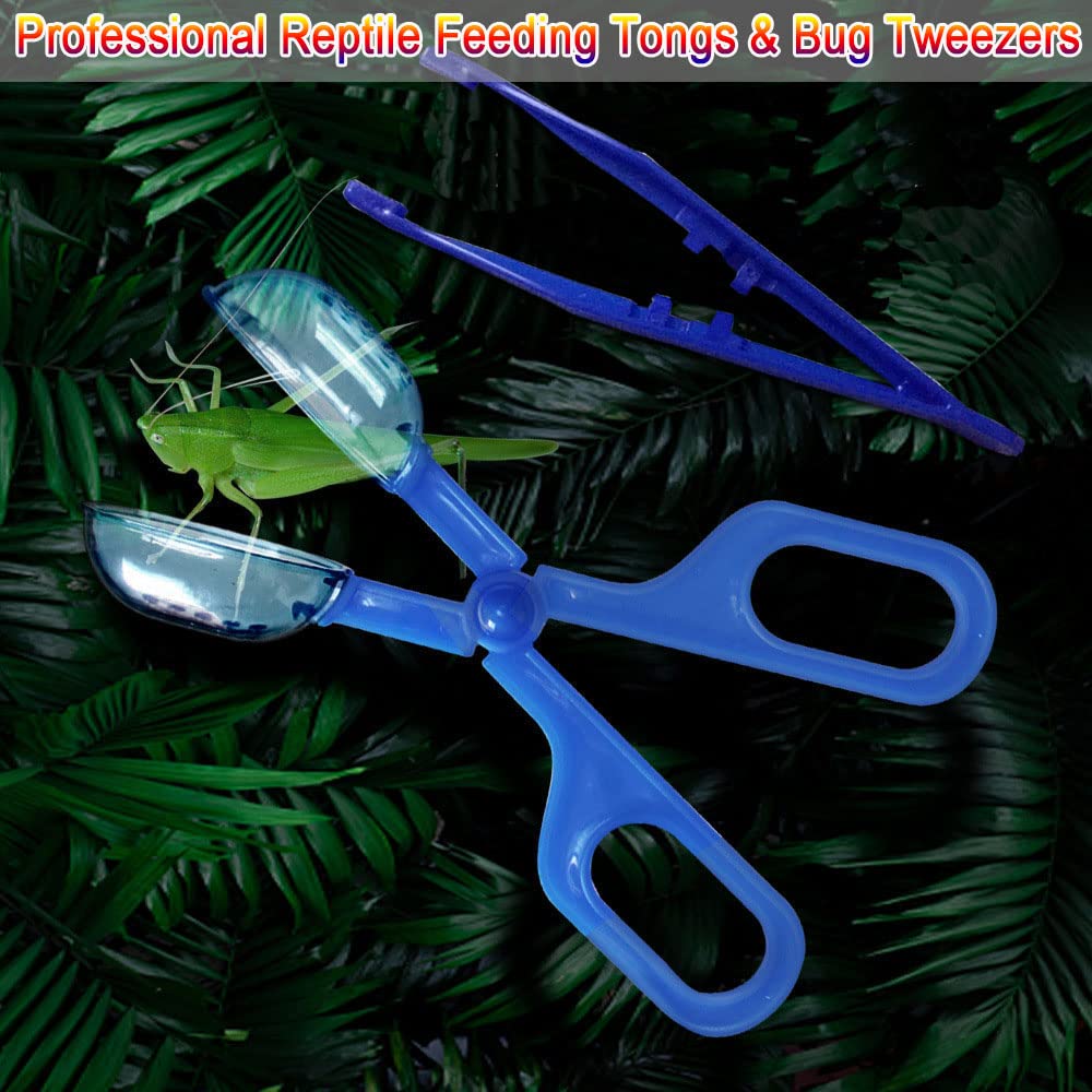 Roranic Feeding Tongs,Bug Tweezers For Kids Adults, Reptile Feeding Tweezers Long Handle Feeder Tools For Fish Aquariums Reptiles Snakes Lizard Gecko Spider And Bird (Blue)