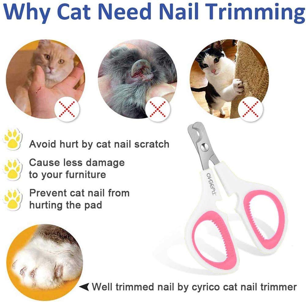 OneCut Pink Pet Nail Clippers - Professional Cat, Kitten, Puppy, Rabbit & Small Dog Nail Trimming Tool, Sharp & Safe Design