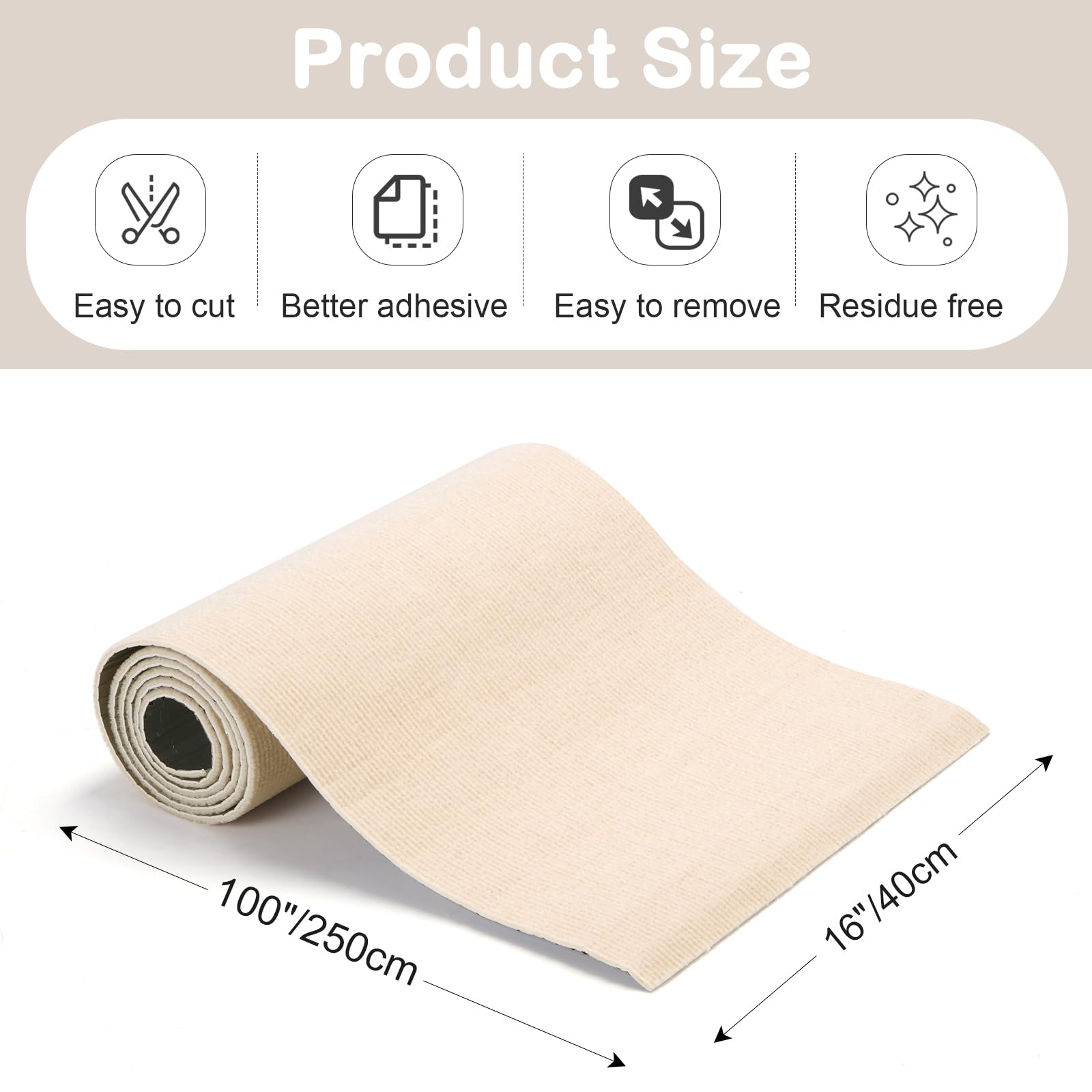 Uross Cat Couch Protector For Fabric Sofa -100''X15.8'' Cat Scratcher Pad Furniture Protector Sofa Couch Corner Diy Self Adhesiv